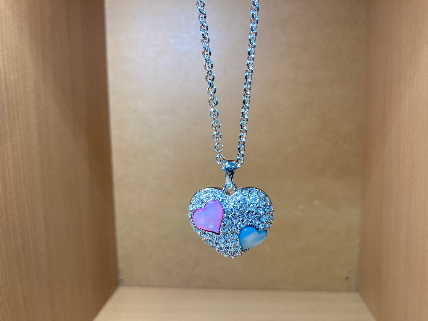Pastel Heart Pendant Necklace (Silver)
