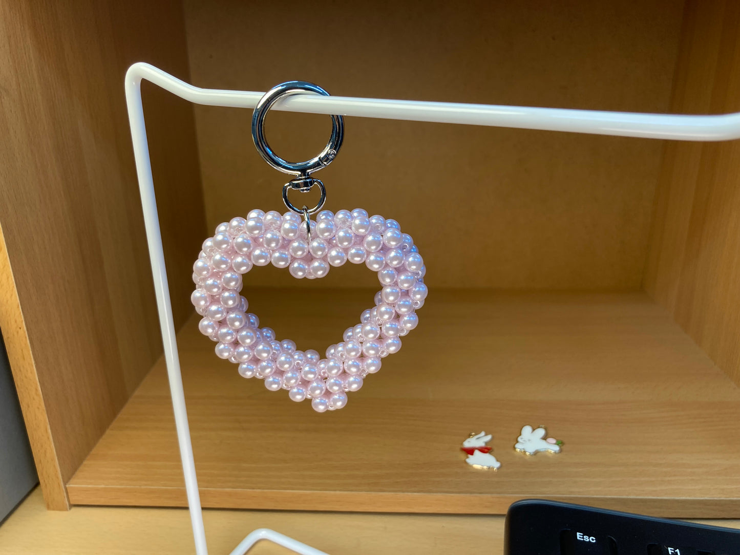 Tiny Treasures Seoul - Pastel Pink Pearl Big Heart Bag Charm Key Chain