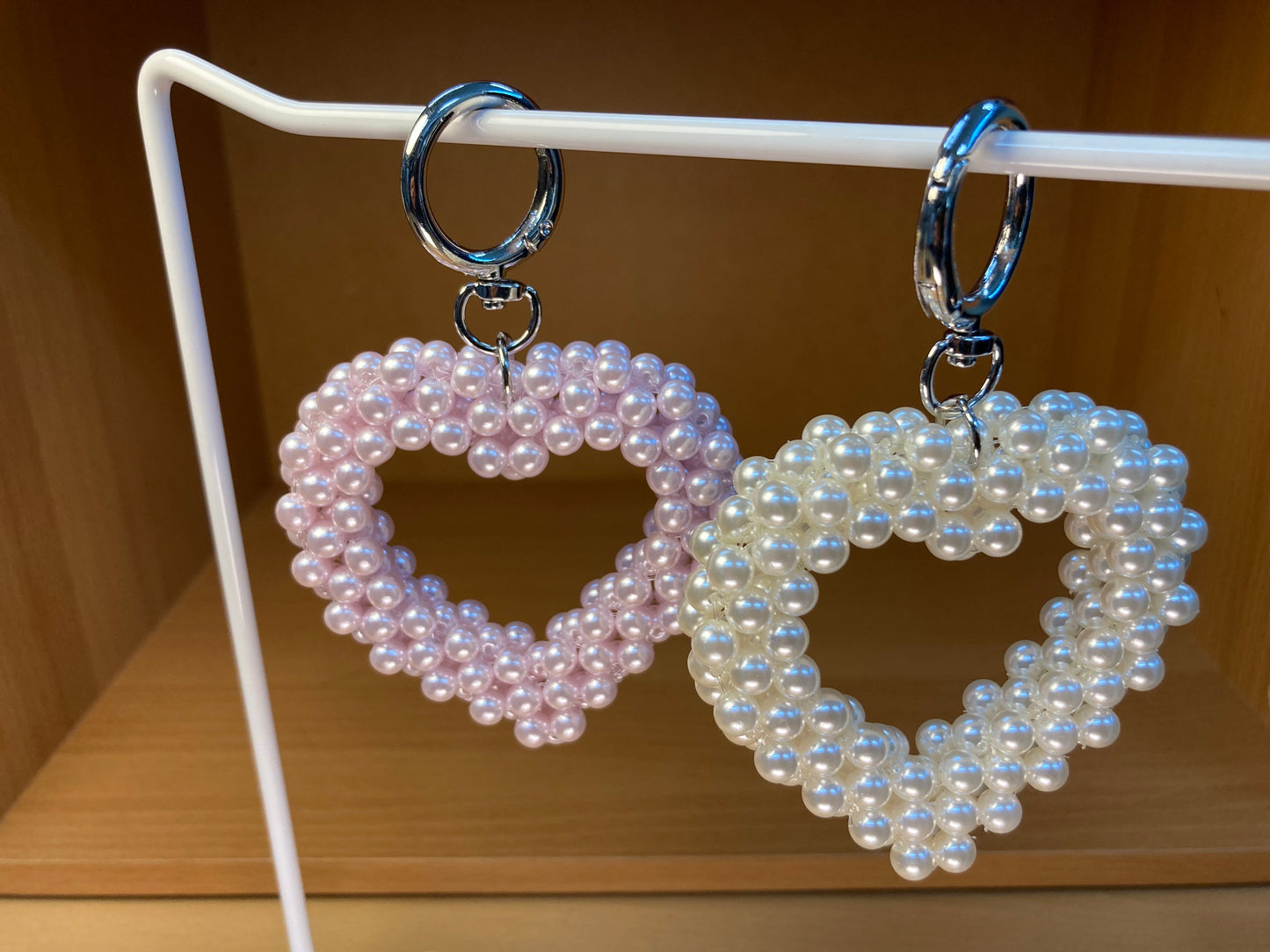 Tiny Treasures Seoul - Pastel Pink Pearl Big Heart Bag Charm Key Chain