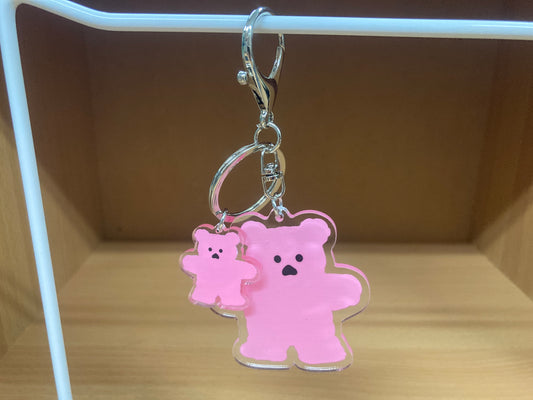 Tiny Treasures Seoul - Pink Bear Acrylic Keychain 