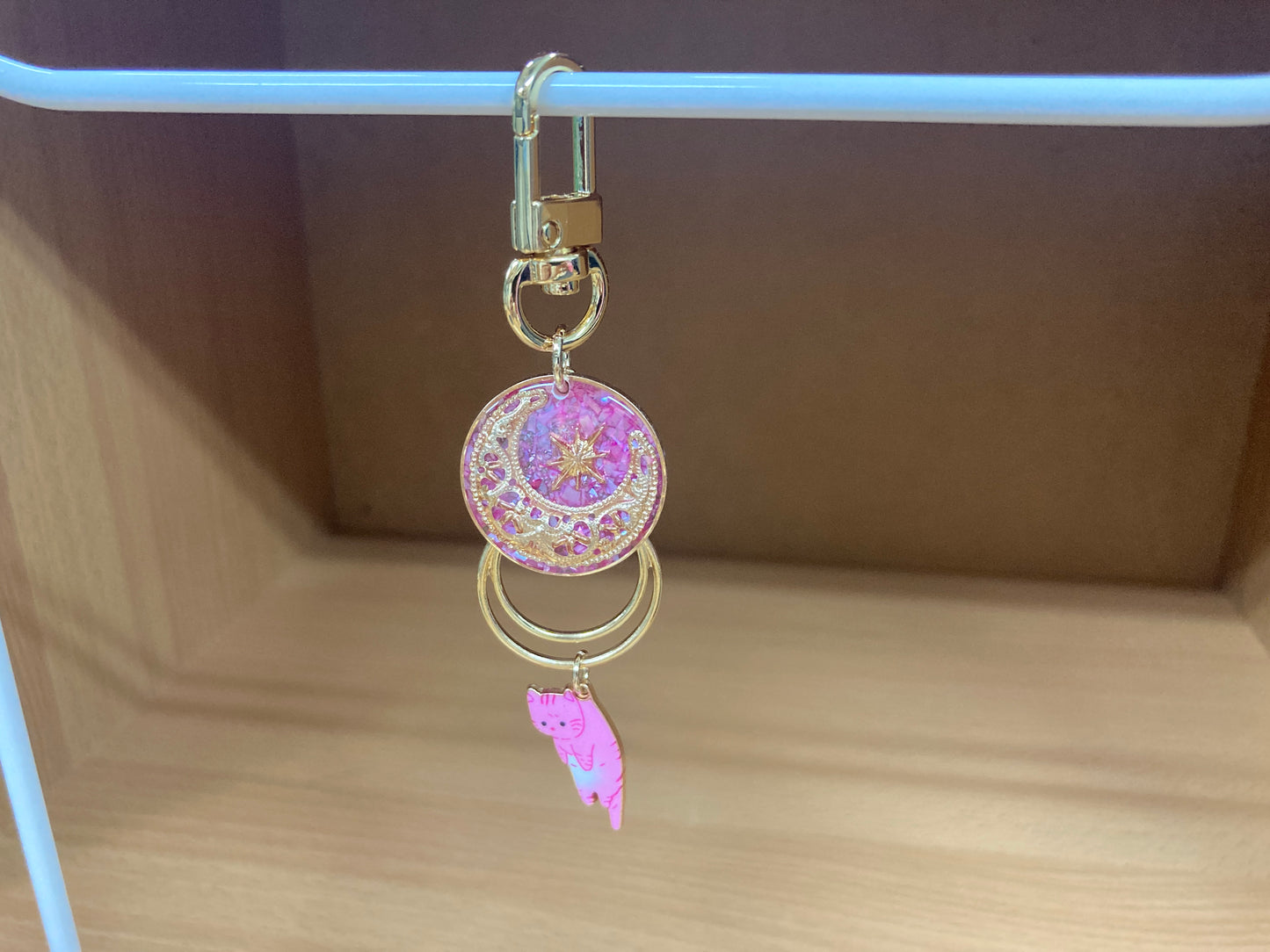 Tiny Treasures Seoul - Pink Cat Glitter Moon Bag Charm 6