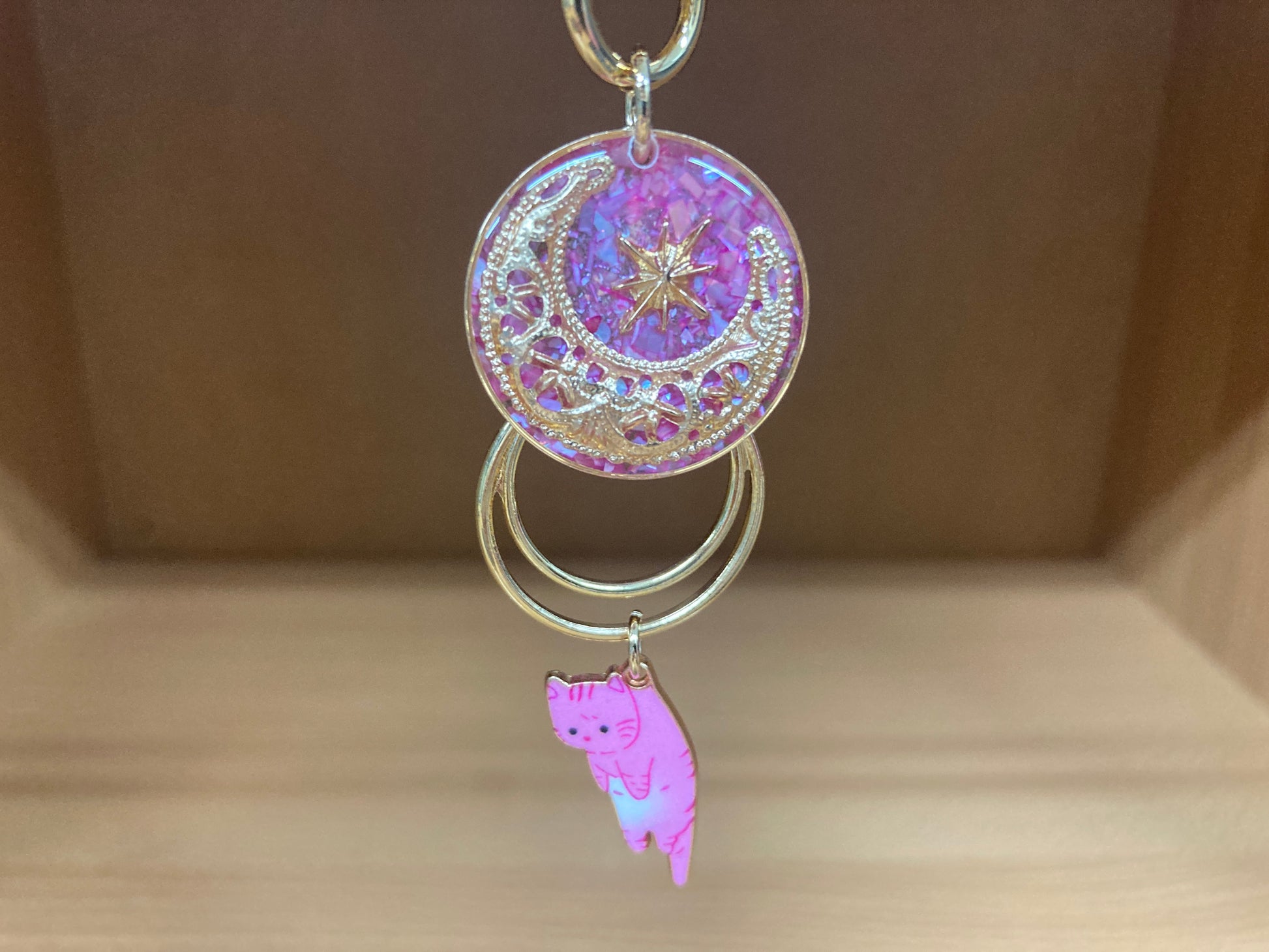 Tiny Treasures Seoul - Pink Cat Glitter Moon Bag Charm 9
