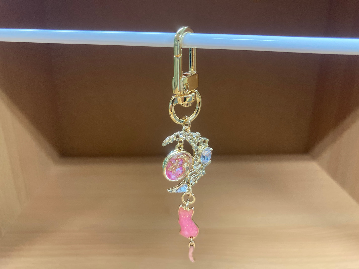 Tiny Treasures Seoul - Pink Cat Moon Bag Charm Front View