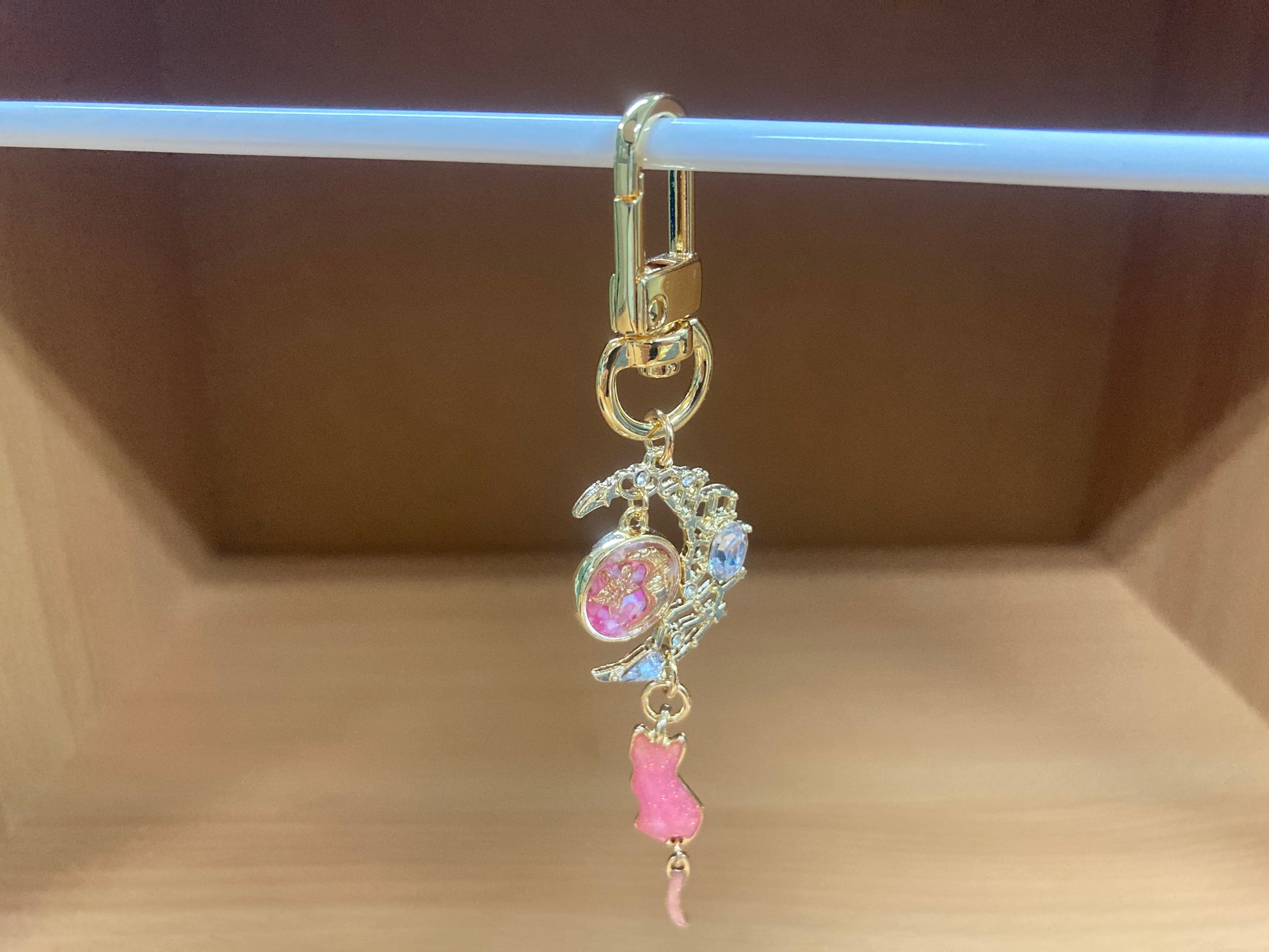 Tiny Treasures Seoul - Pink Cat Moon Bag Charm Front View 11