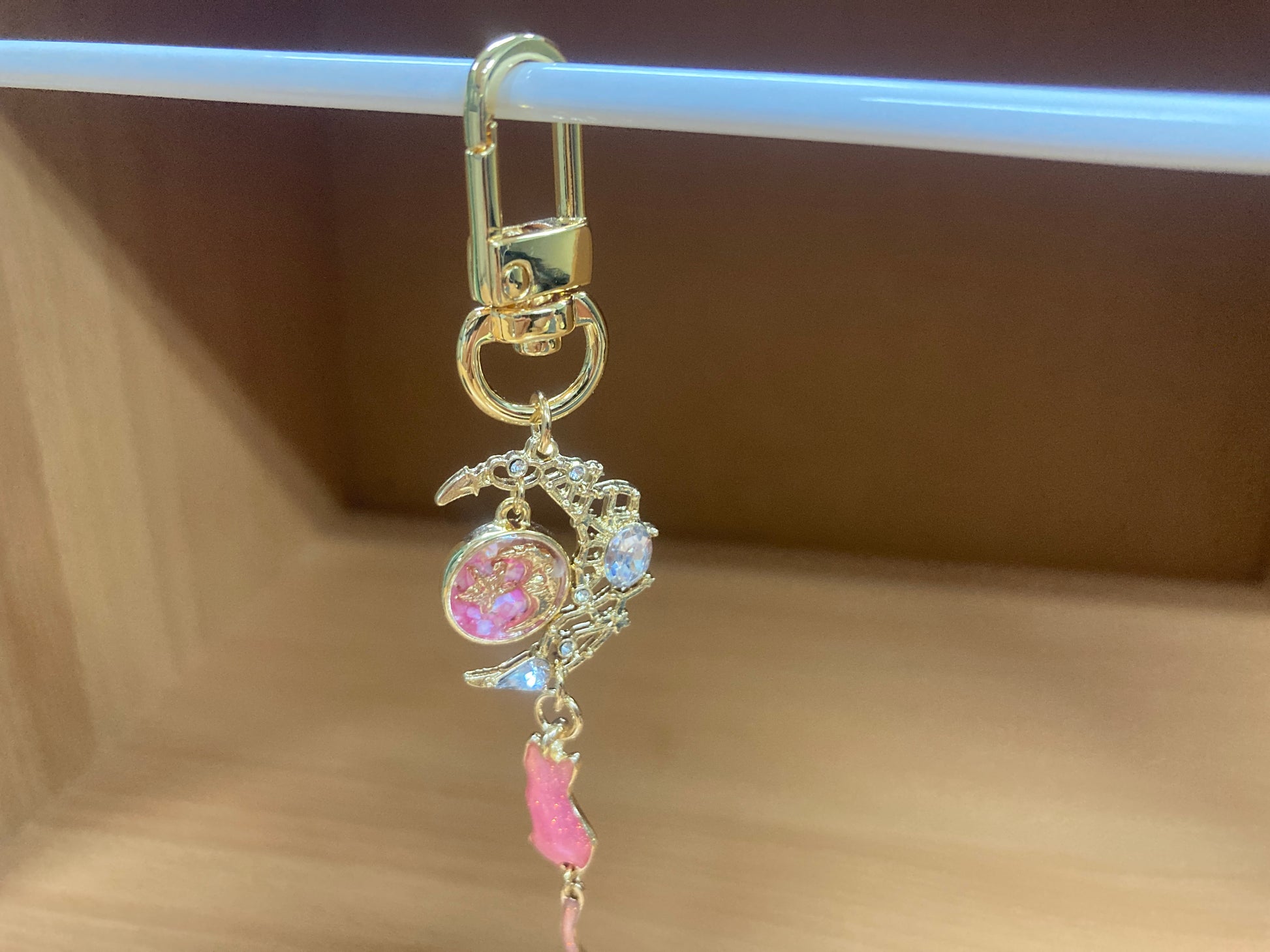 Tiny Treasures Seoul - Pink Cat Moon Bag Charm Front View 14