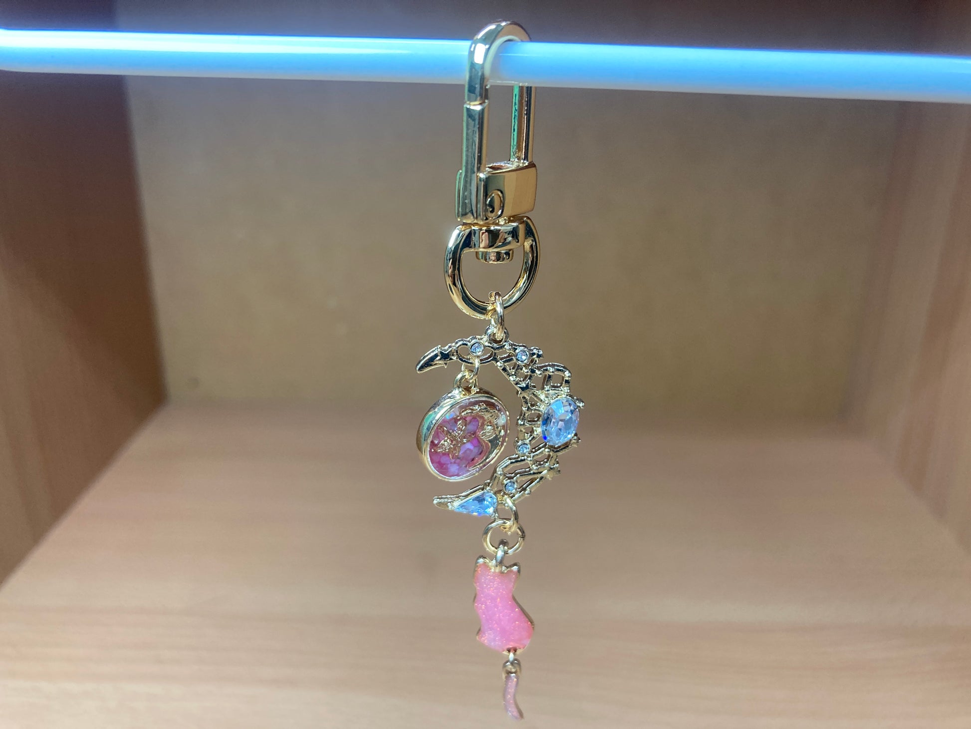 Tiny Treasures Seoul - Pink Cat Moon Bag Charm Front View 20