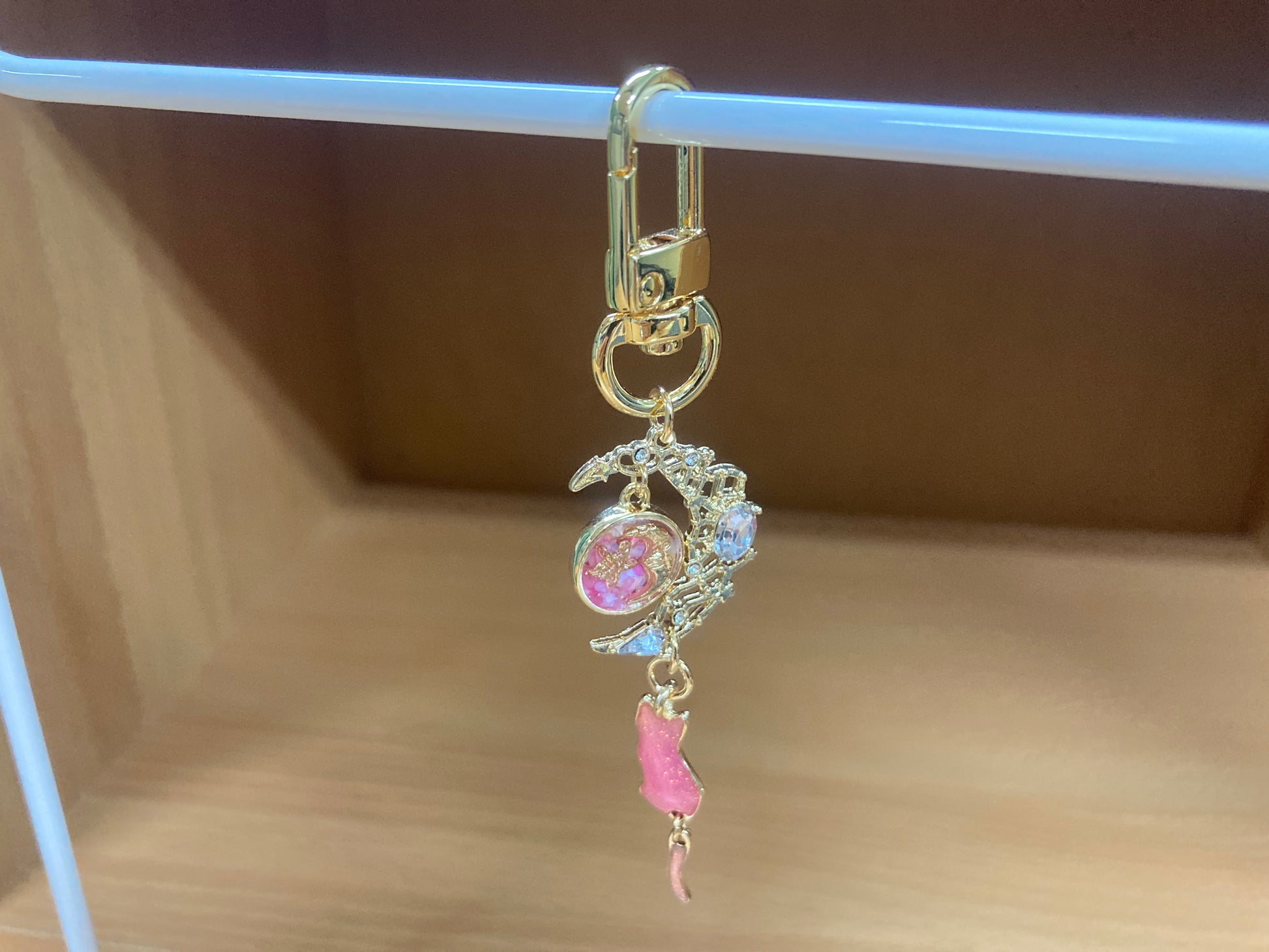 Tiny Treasures Seoul - Pink Cat Moon Bag Charm Front View 2