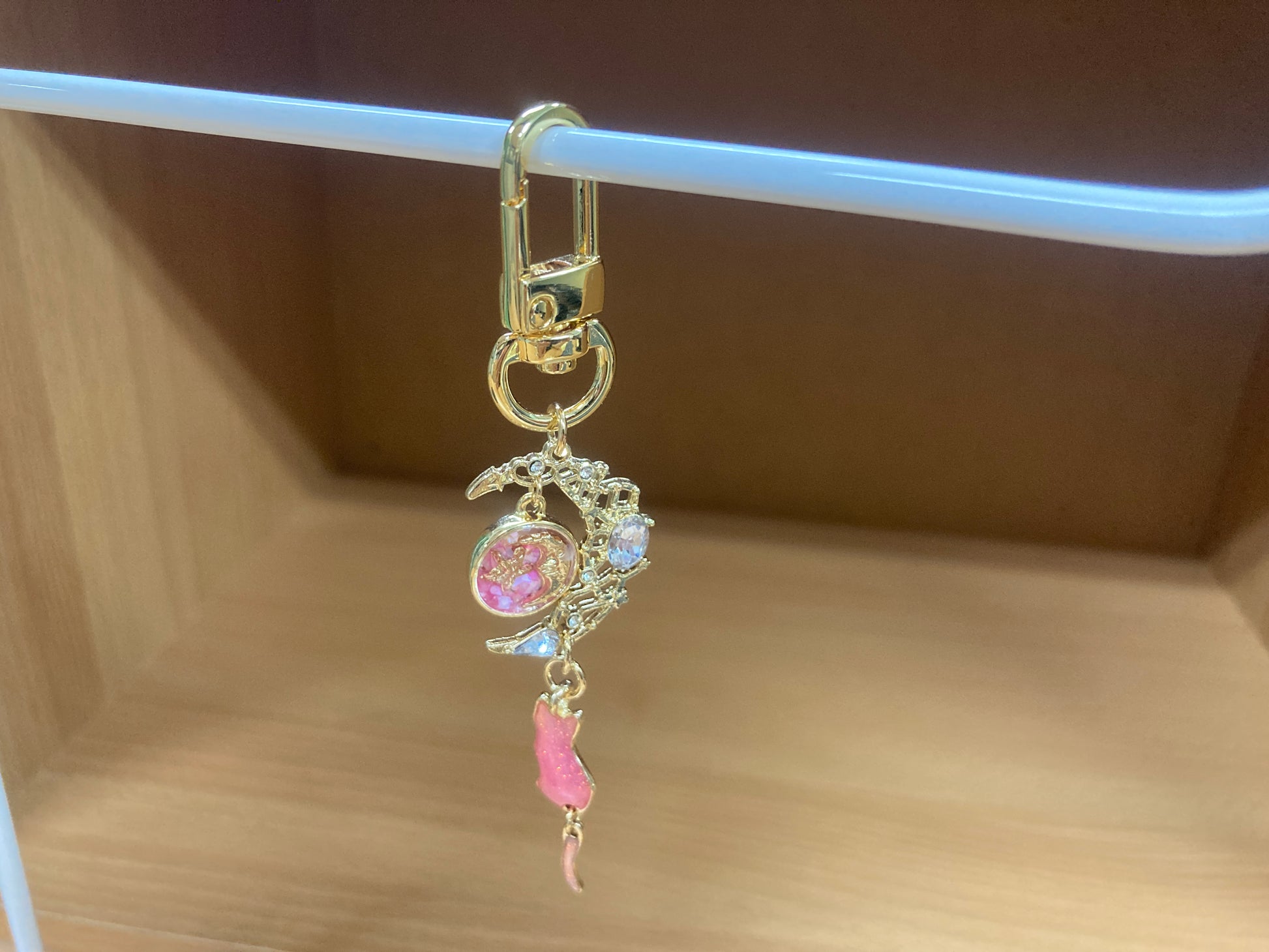 Tiny Treasures Seoul - Pink Cat Moon Bag Charm Front View 4