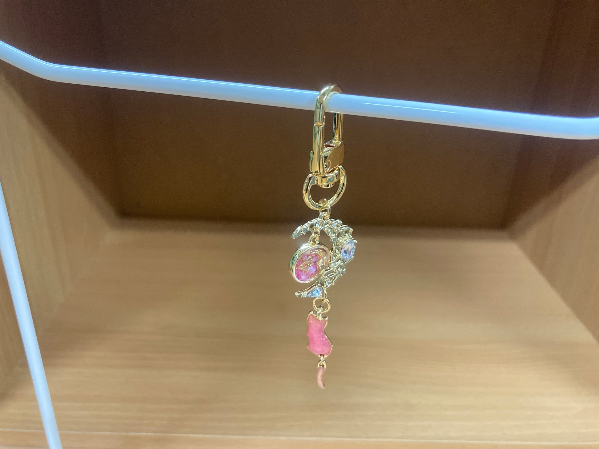 Tiny Treasures Seoul - Pink Cat Moon Bag Charm Front View 5