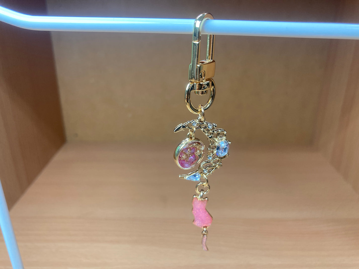 Tiny Treasures Seoul - Pink Cat Moon Bag Charm Front View 6
