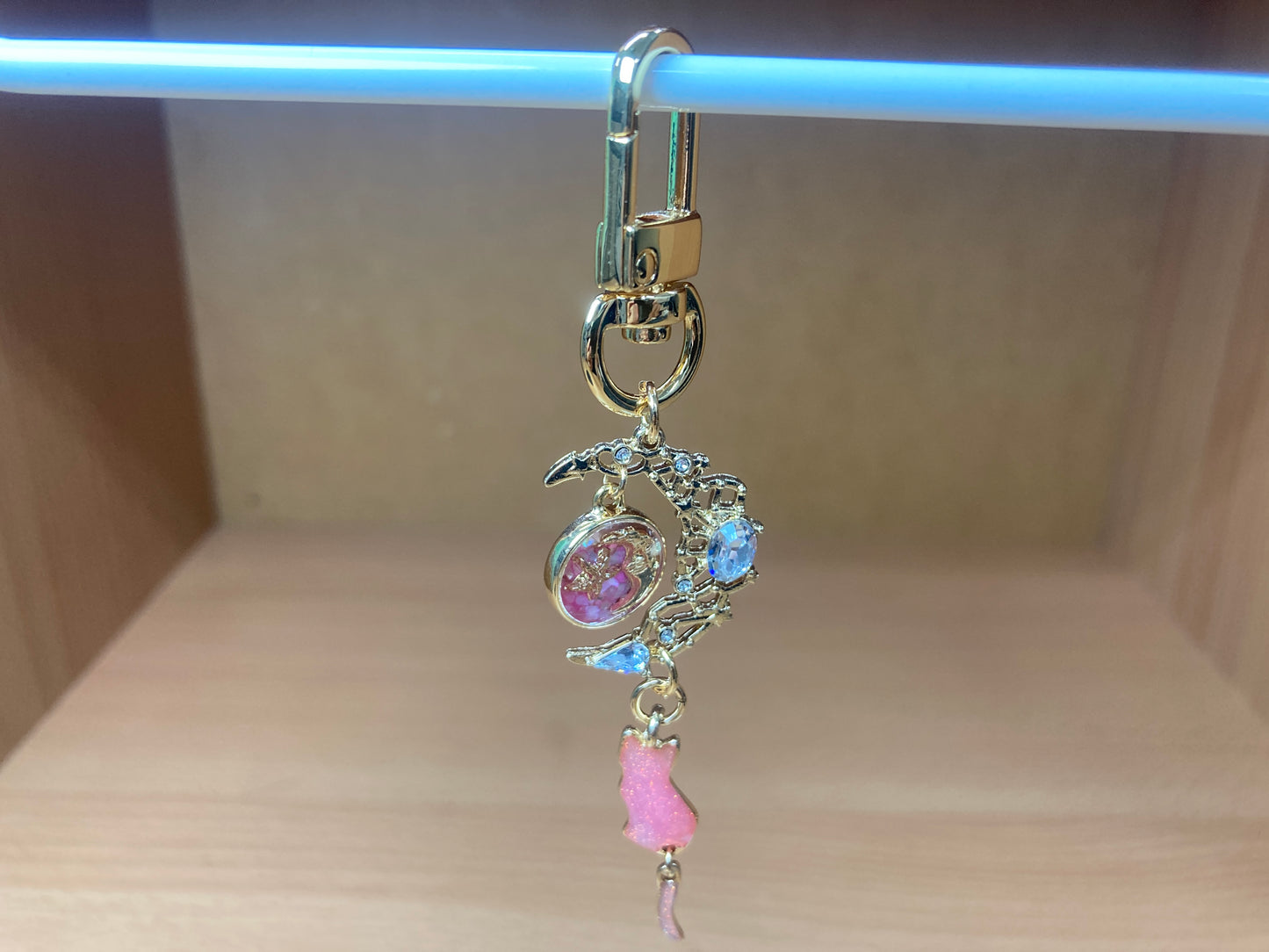 Tiny Treasures Seoul - Pink Cat Moon Bag Charm Front View 10