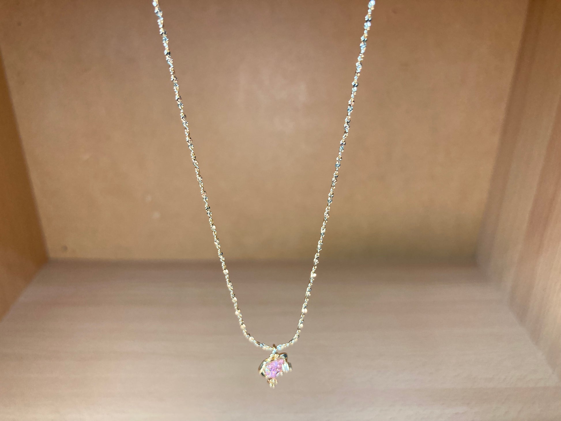 Tiny Treasures Seoul - Pink Cubic Zirconia Heart Necklace (Gold)