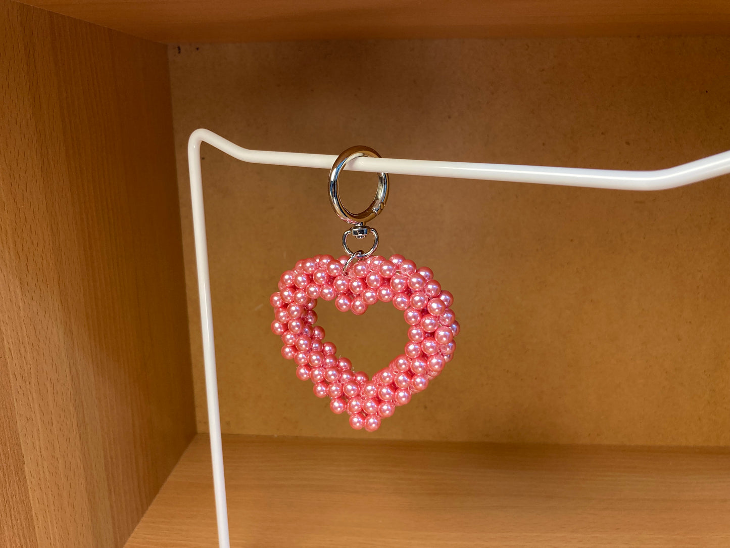 Tiny Treasures Seoul - Pink Pearl Big Heart Bag Charm Key Chain