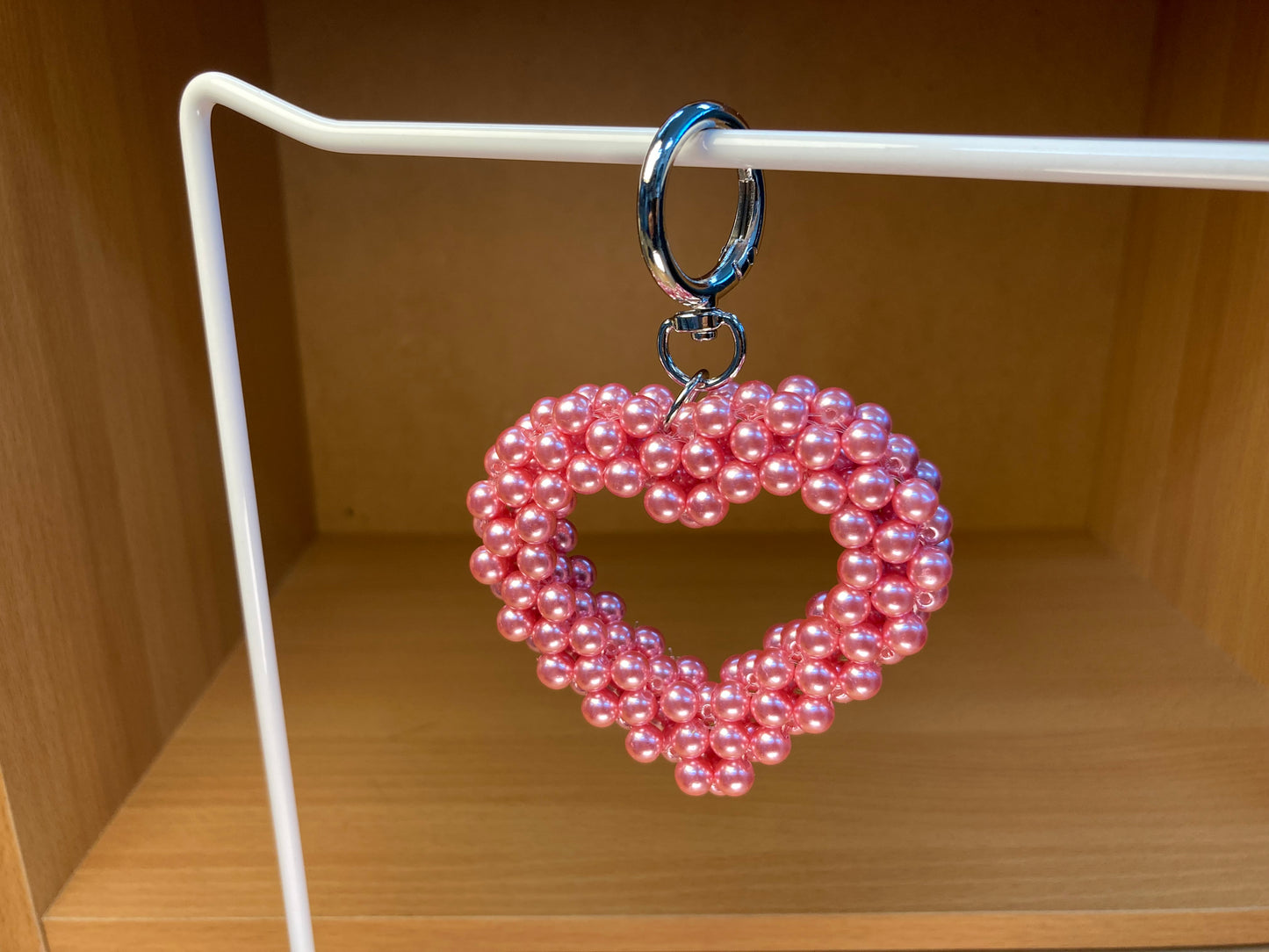 Tiny Treasures Seoul - Pink Pearl Big Heart Bag Charm Key Chain