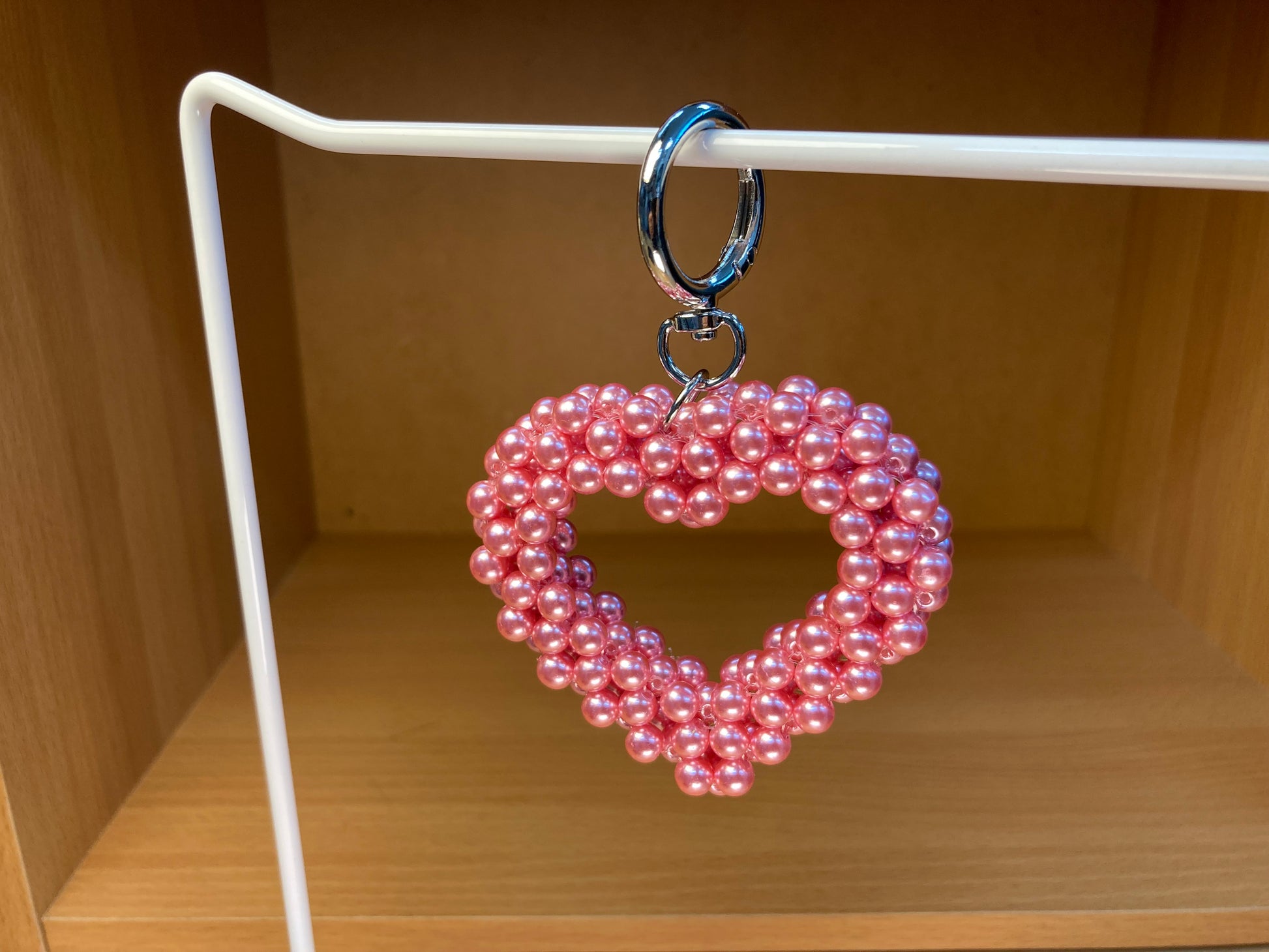 Tiny Treasures Seoul - Pink Pearl Big Heart Bag Charm Key Chain