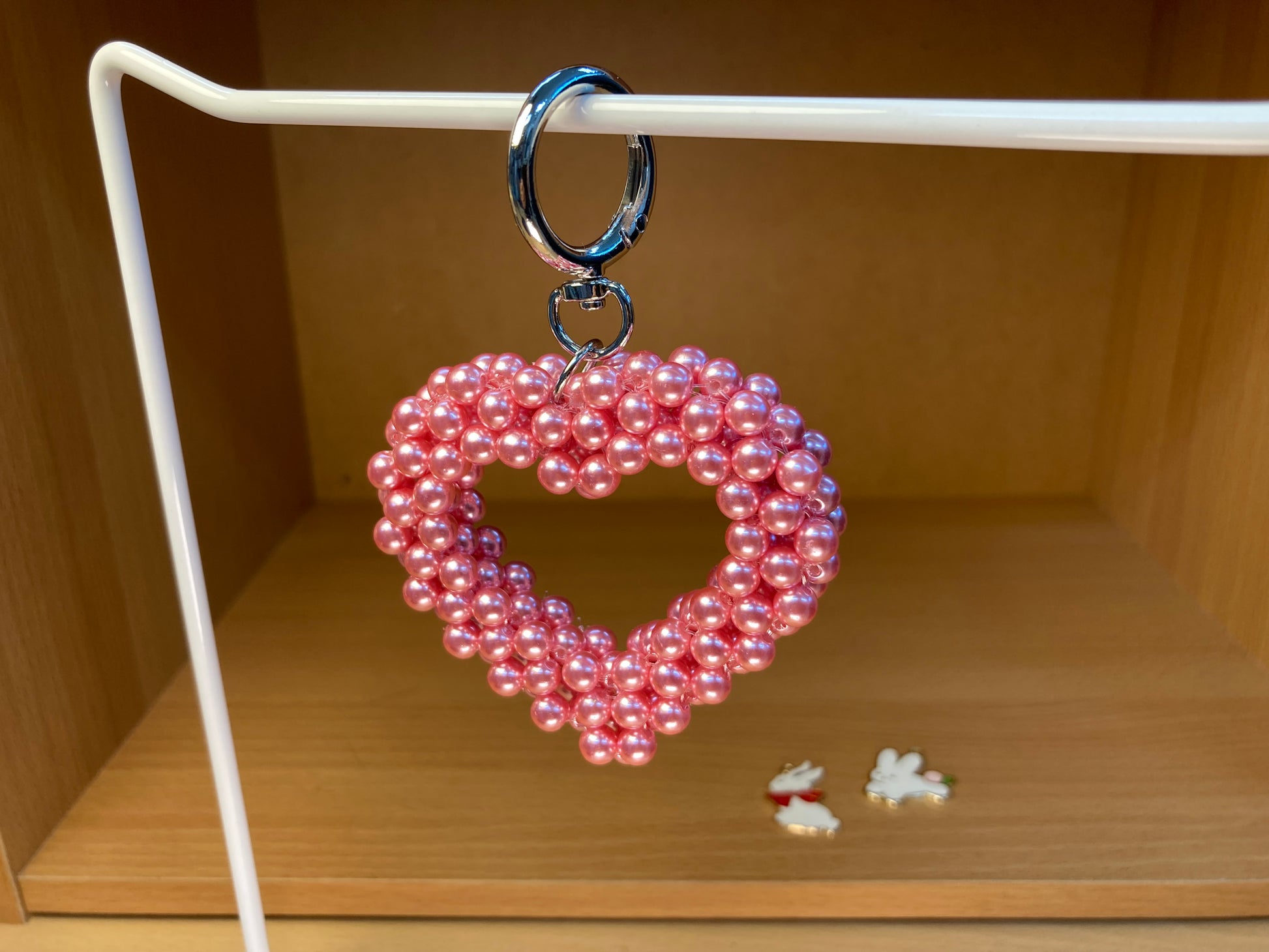 Tiny Treasures Seoul - Pink Pearl Big Heart Bag Charm Key Chain