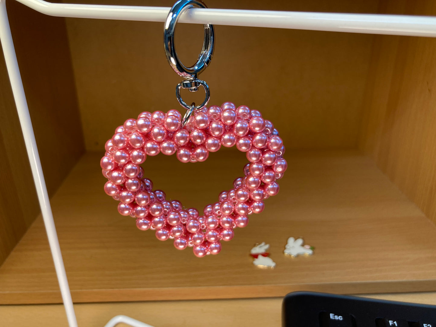Tiny Treasures Seoul - Pink Pearl Big Heart Bag Charm Key Chain