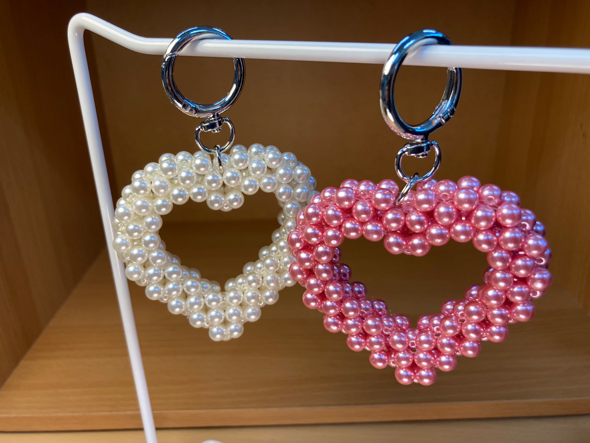 Tiny Treasures Seoul - Pink Pearl Big Heart Bag Charm Key Chain