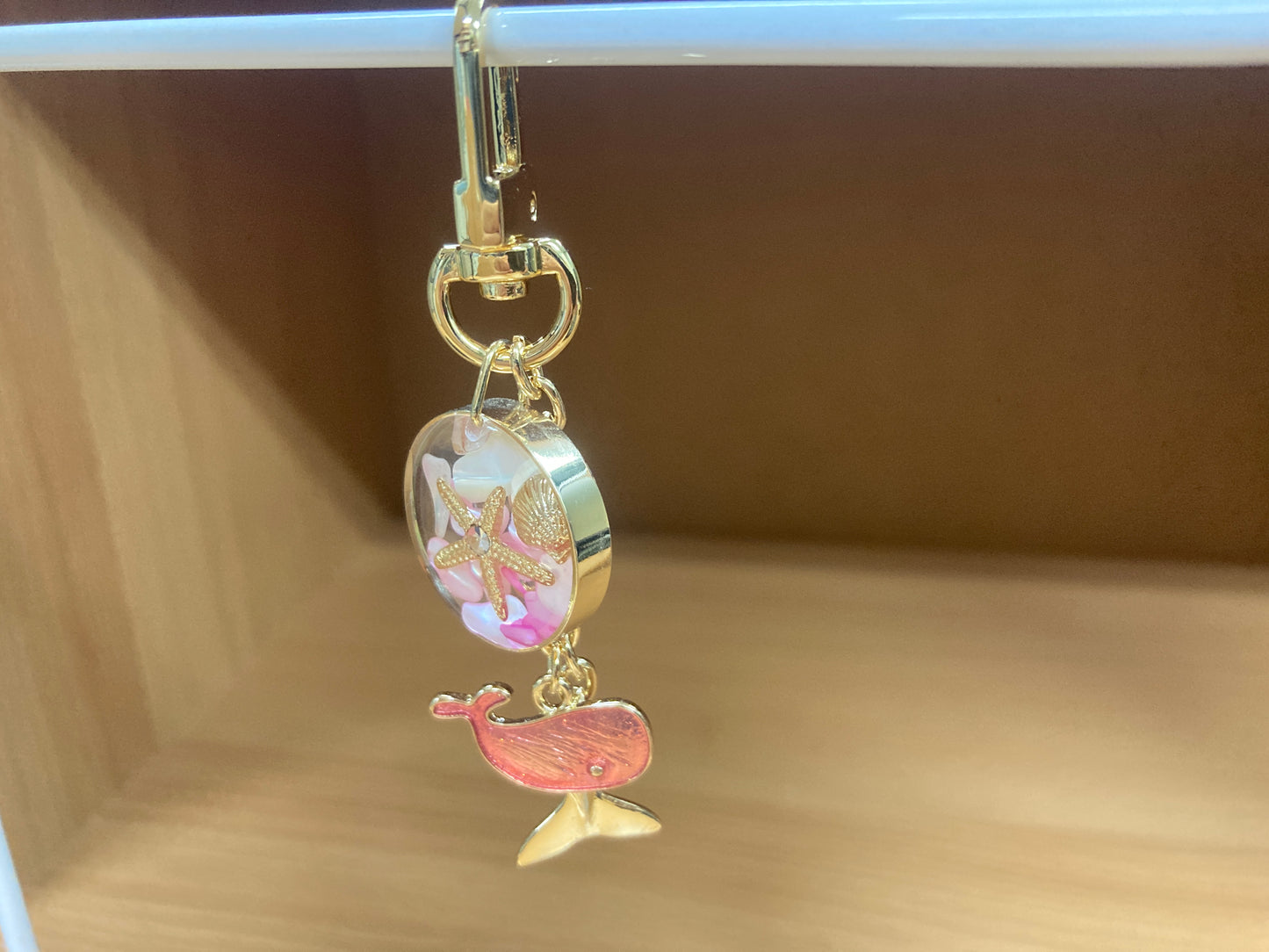 Tiny Treasures Seoul - Pink Whale Ocean Bag Charm Side View