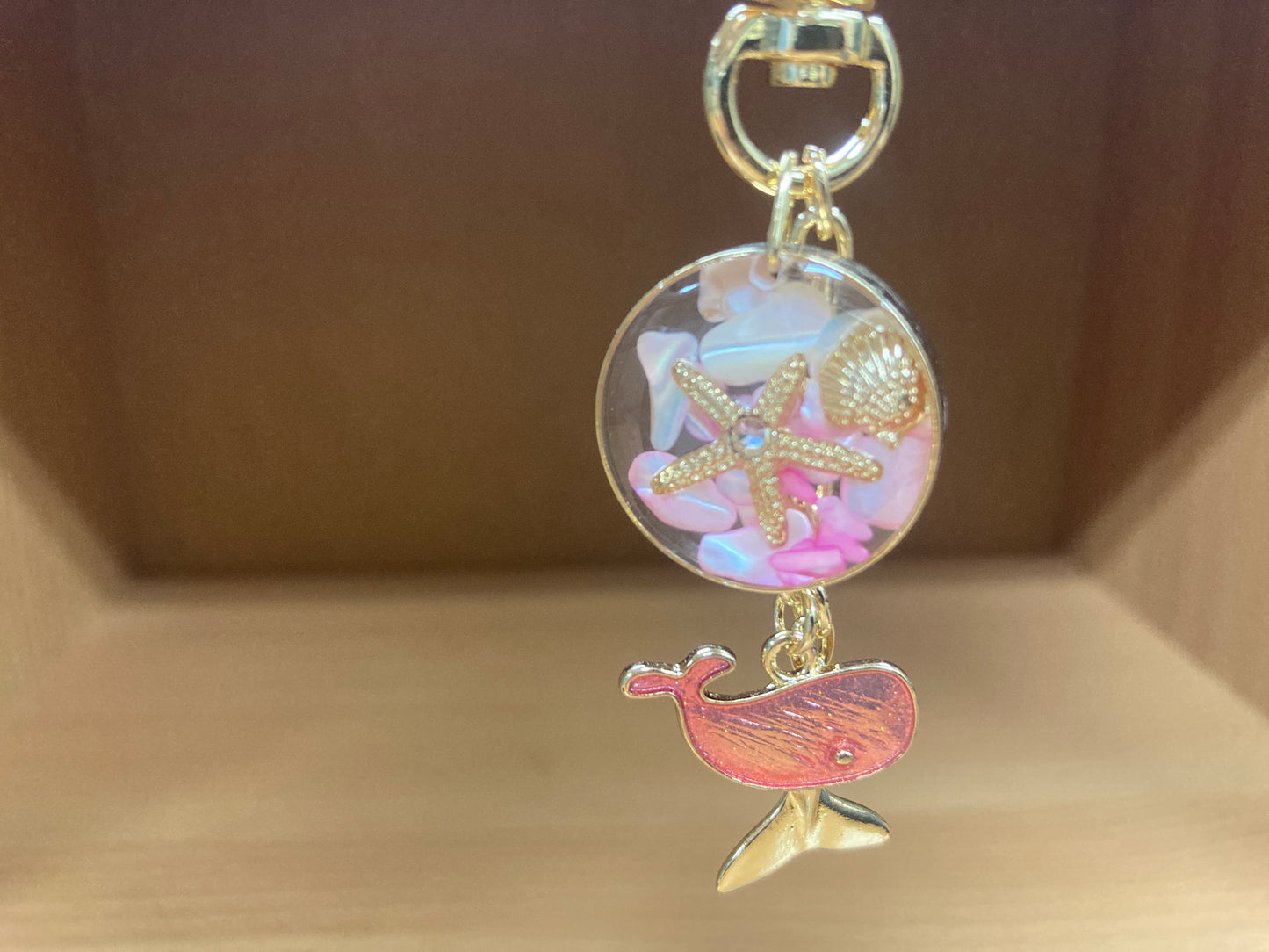 Tiny Treasures Seoul - Pink Whale Ocean Bag Charm Front View 5