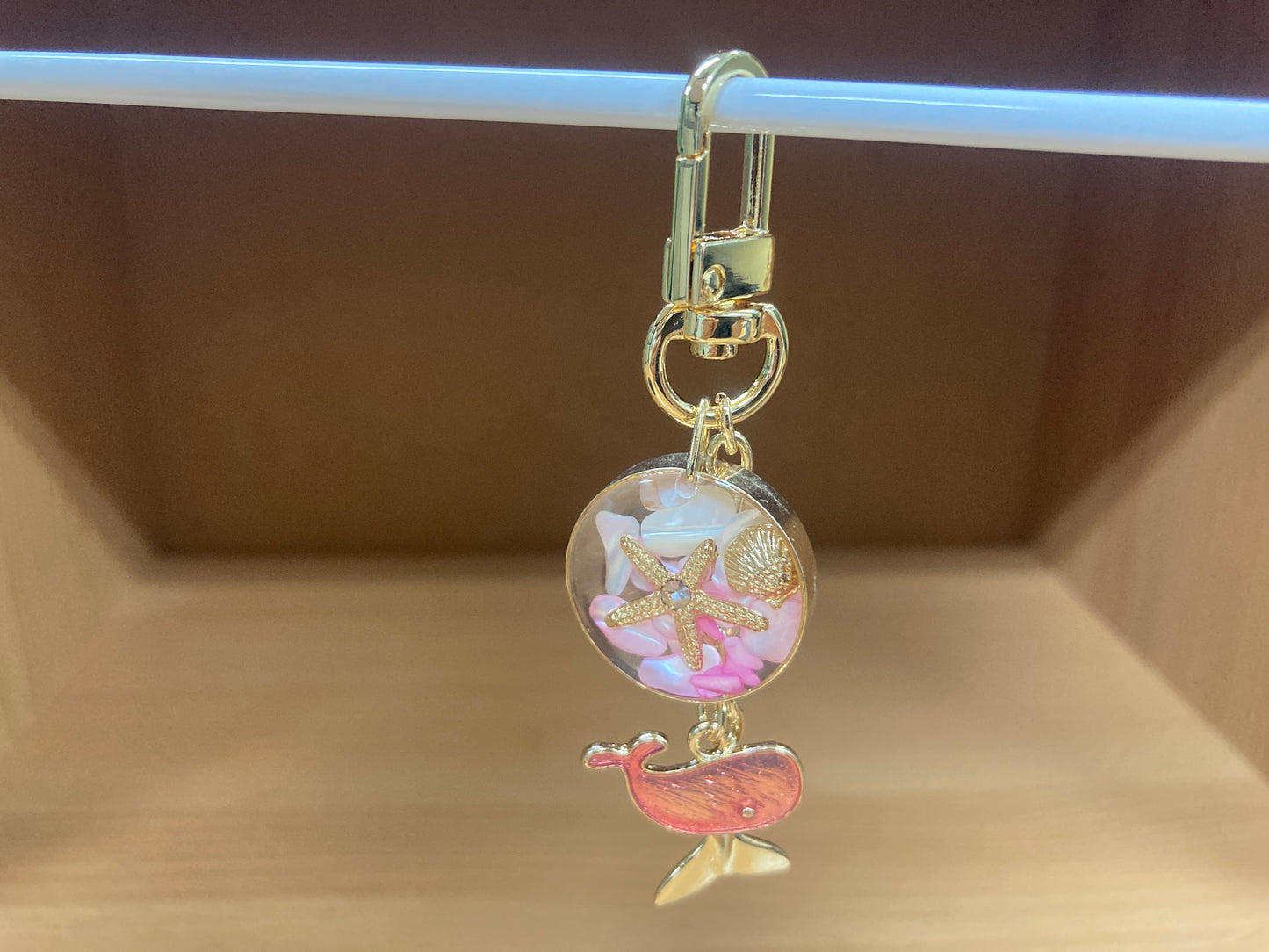 Tiny Treasures Seoul - Pink Whale Ocean Bag Charm Front View 3