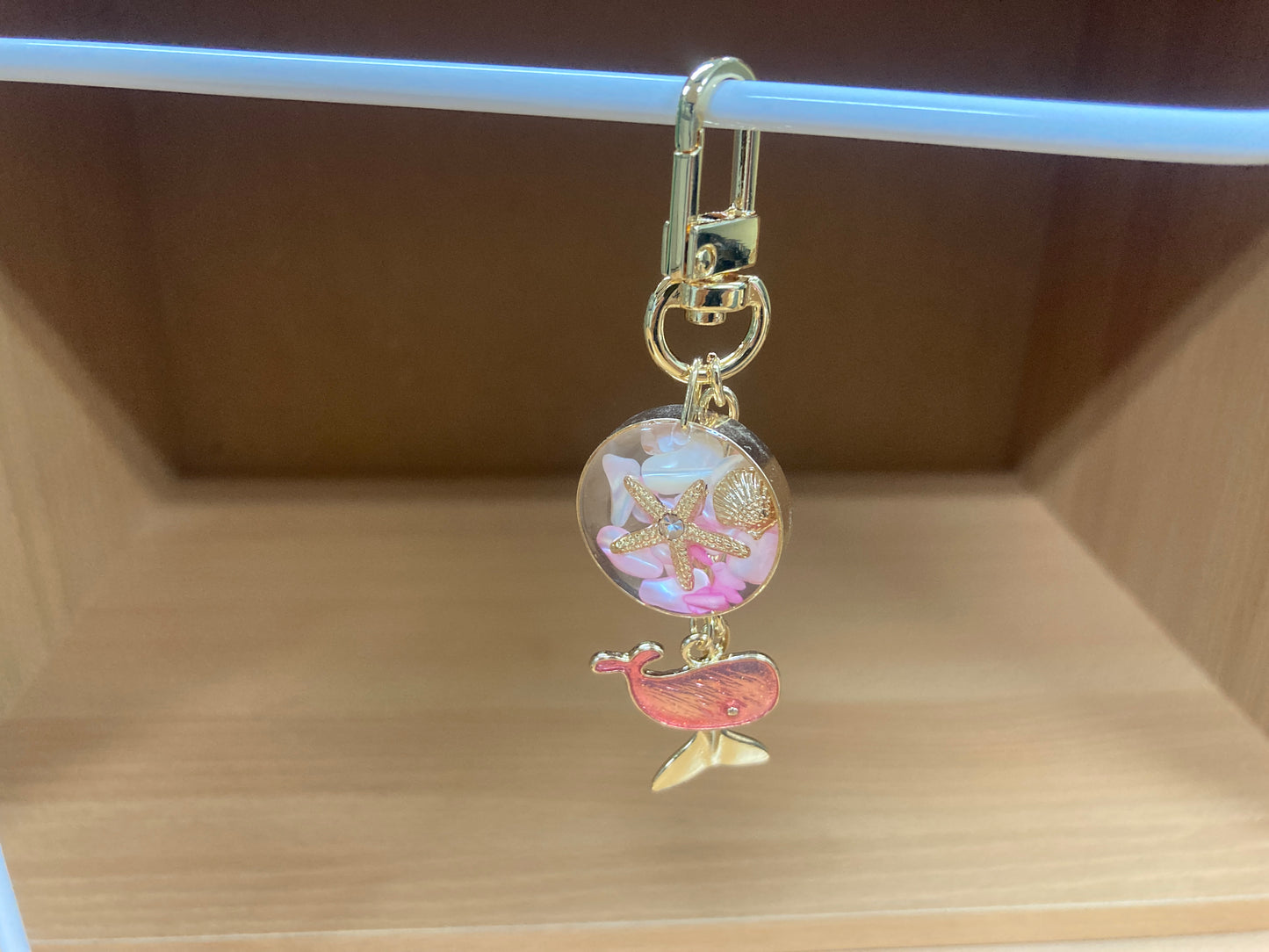 Tiny Treasures Seoul - Pink Whale Ocean Bag Charm Front View 4