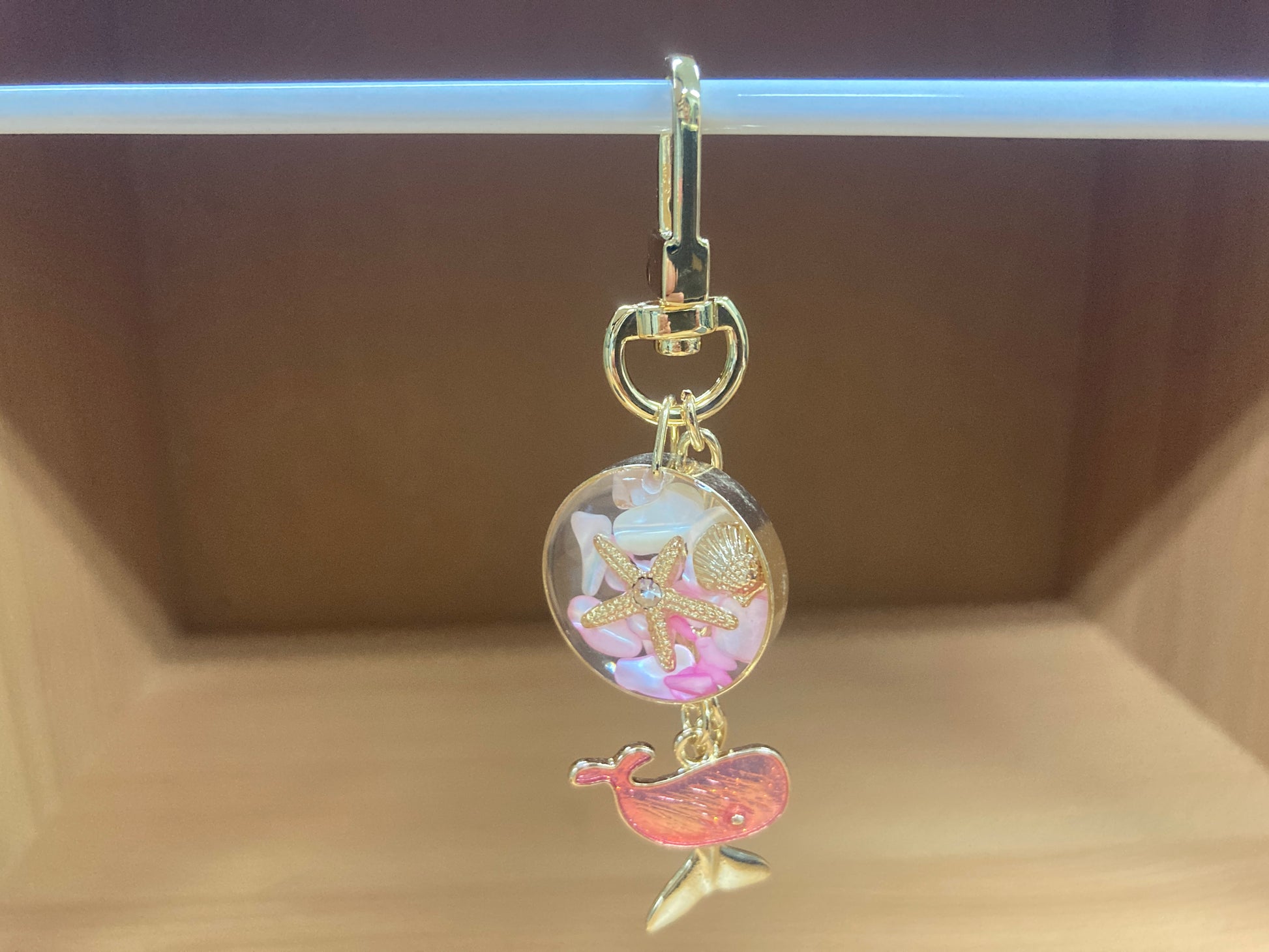 Tiny Treasures Seoul - Pink Whale Ocean Bag Charm Front View 9