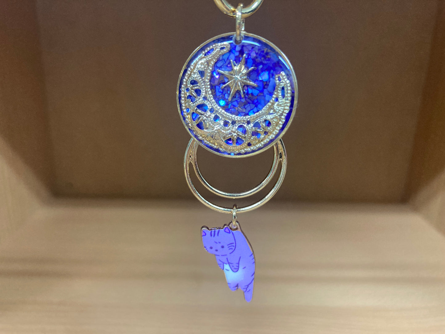 Tiny Treasures Seoul - Purple Cat Glitter Moon Bag Charm 
