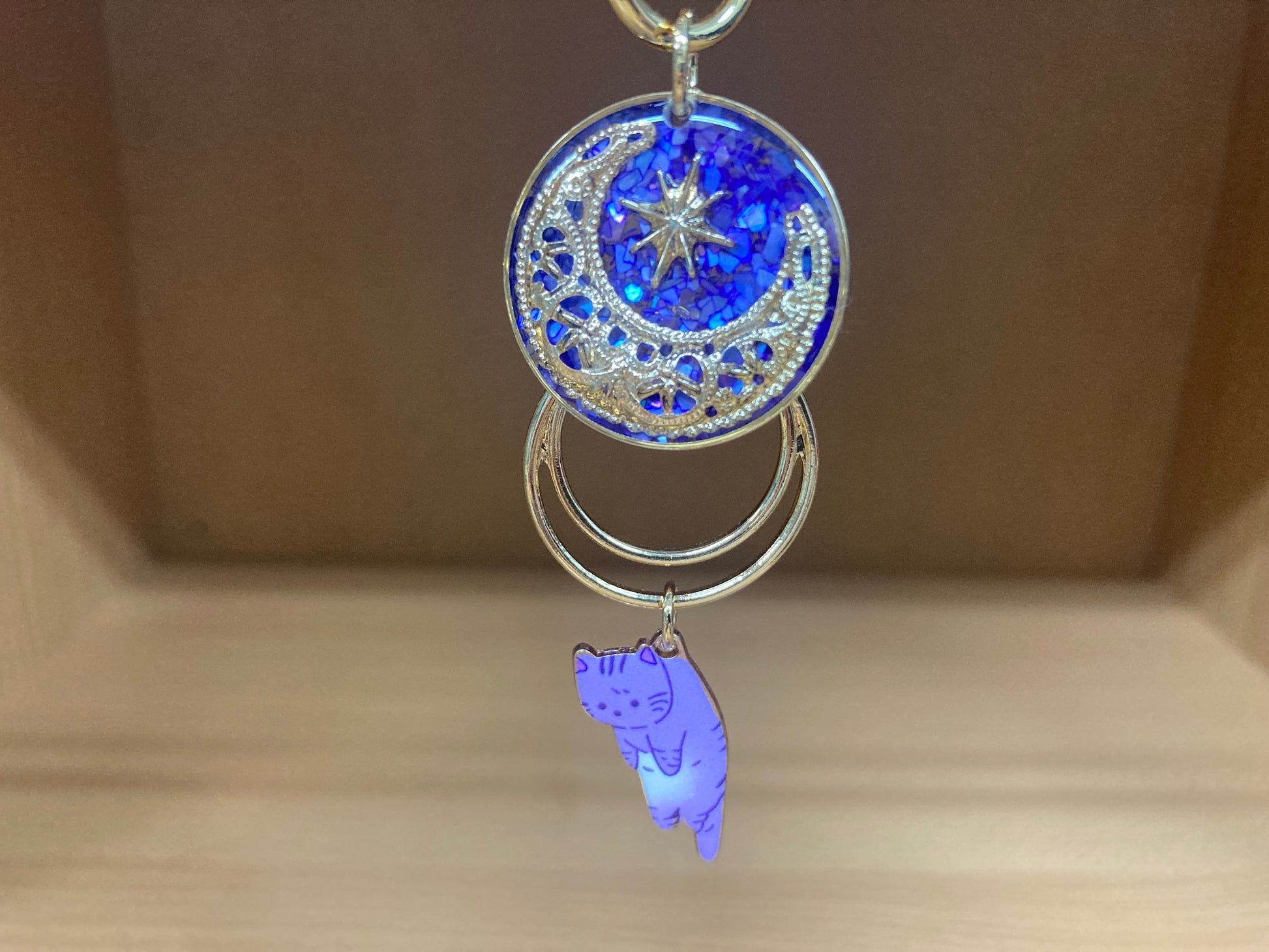 Tiny Treasures Seoul - Purple Cat Glitter Moon Bag Charm 
