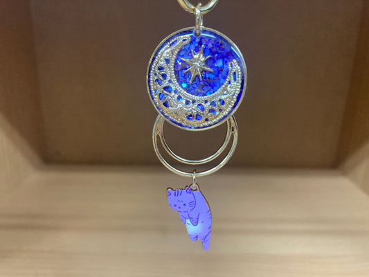 Tiny Treasures Seoul - Purple Cat Glitter Moon Bag Charm 