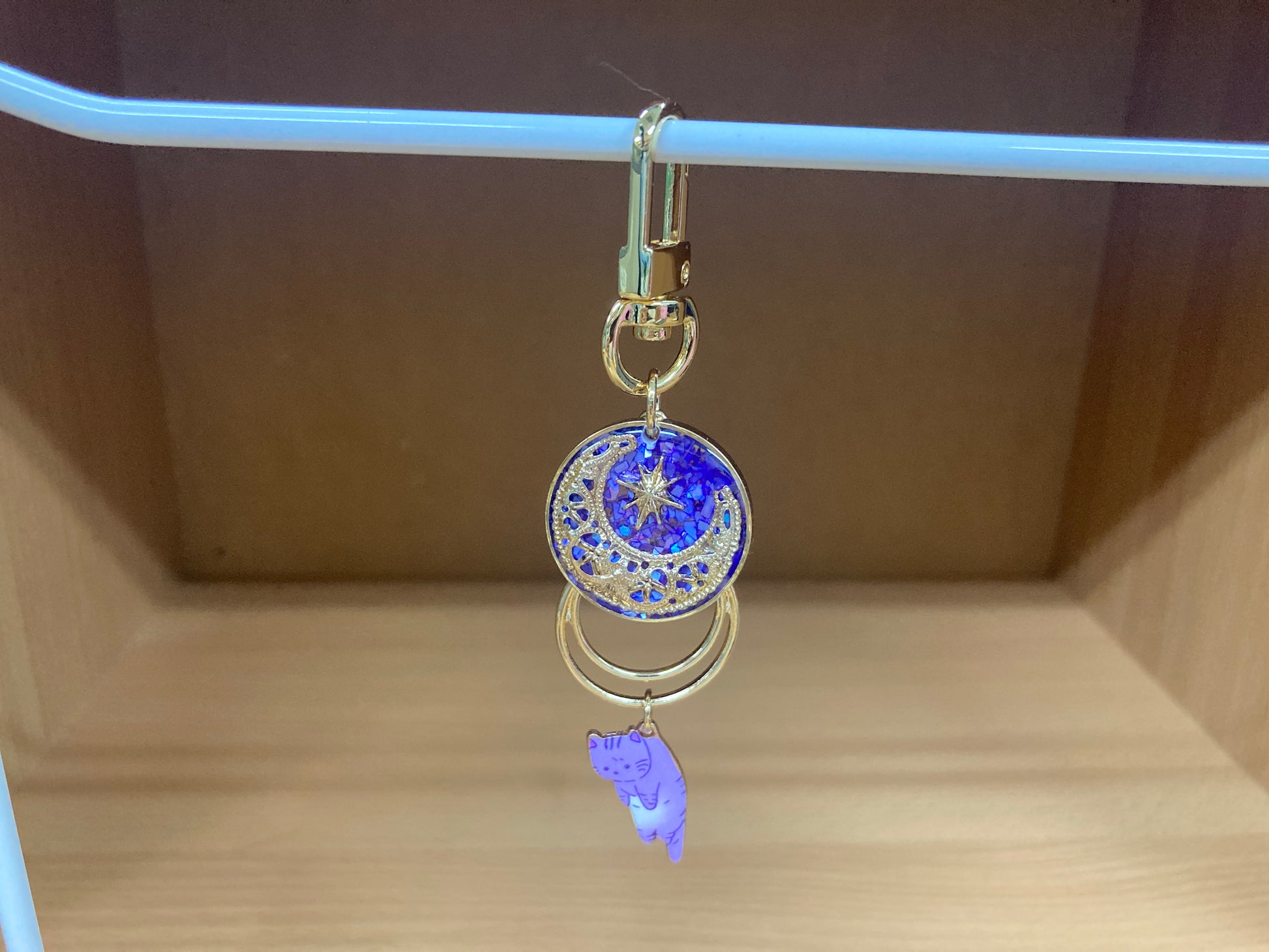 Tiny Treasures Seoul - Purple Cat Glitter Moon Bag Charm 2