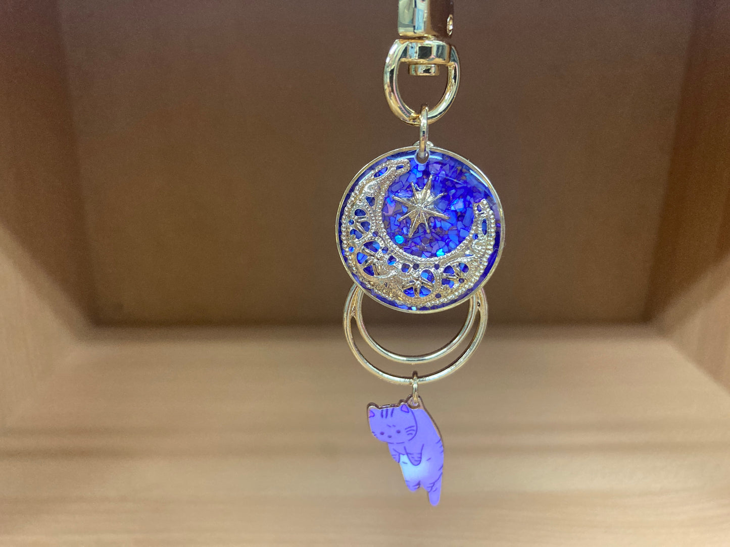 Tiny Treasures Seoul - Purple Cat Glitter Moon Bag Charm 3