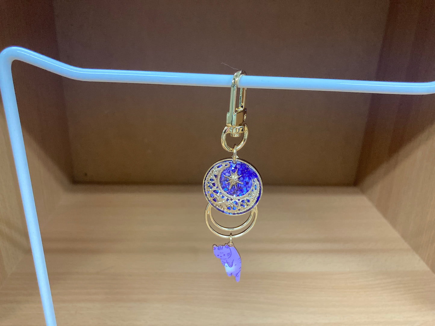 Tiny Treasures Seoul - Purple Cat Glitter Moon Bag Charm 4