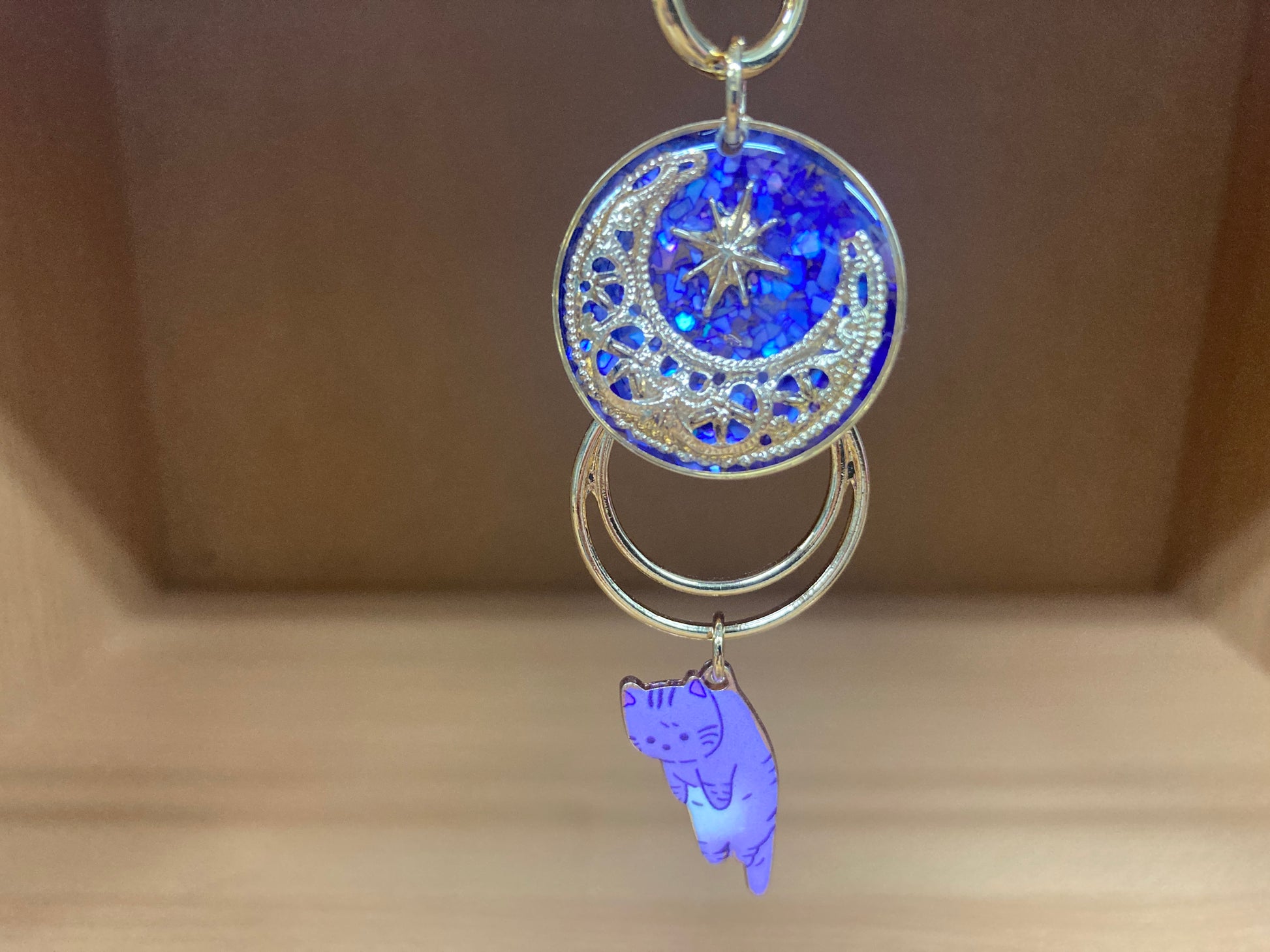 Tiny Treasures Seoul - Purple Cat Glitter Moon Bag Charm 5