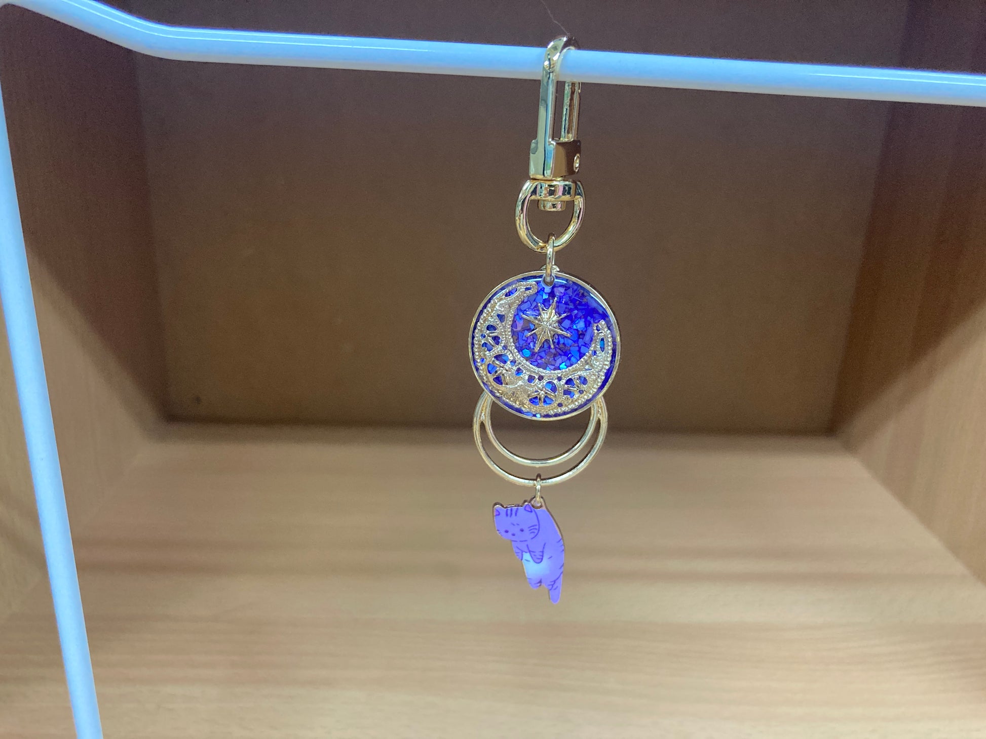 Tiny Treasures Seoul - Purple Cat Glitter Moon Bag Charm 6