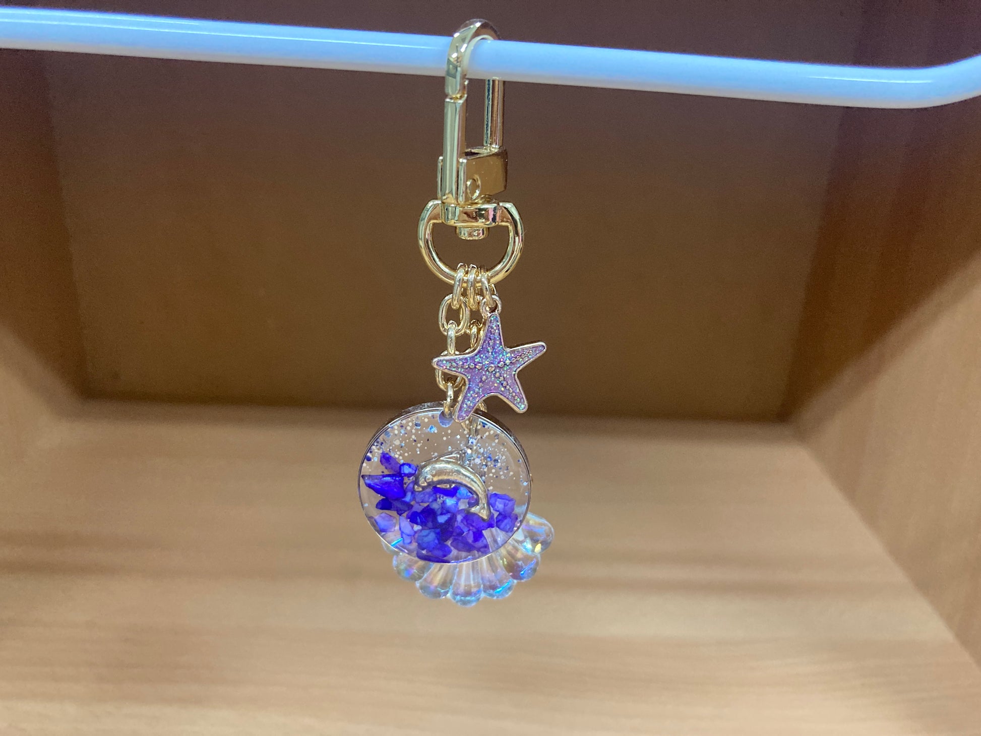 Tiny Treasures Seoul - Purple Starfish, Shell & Dolphin Glitter Bag Charm 10