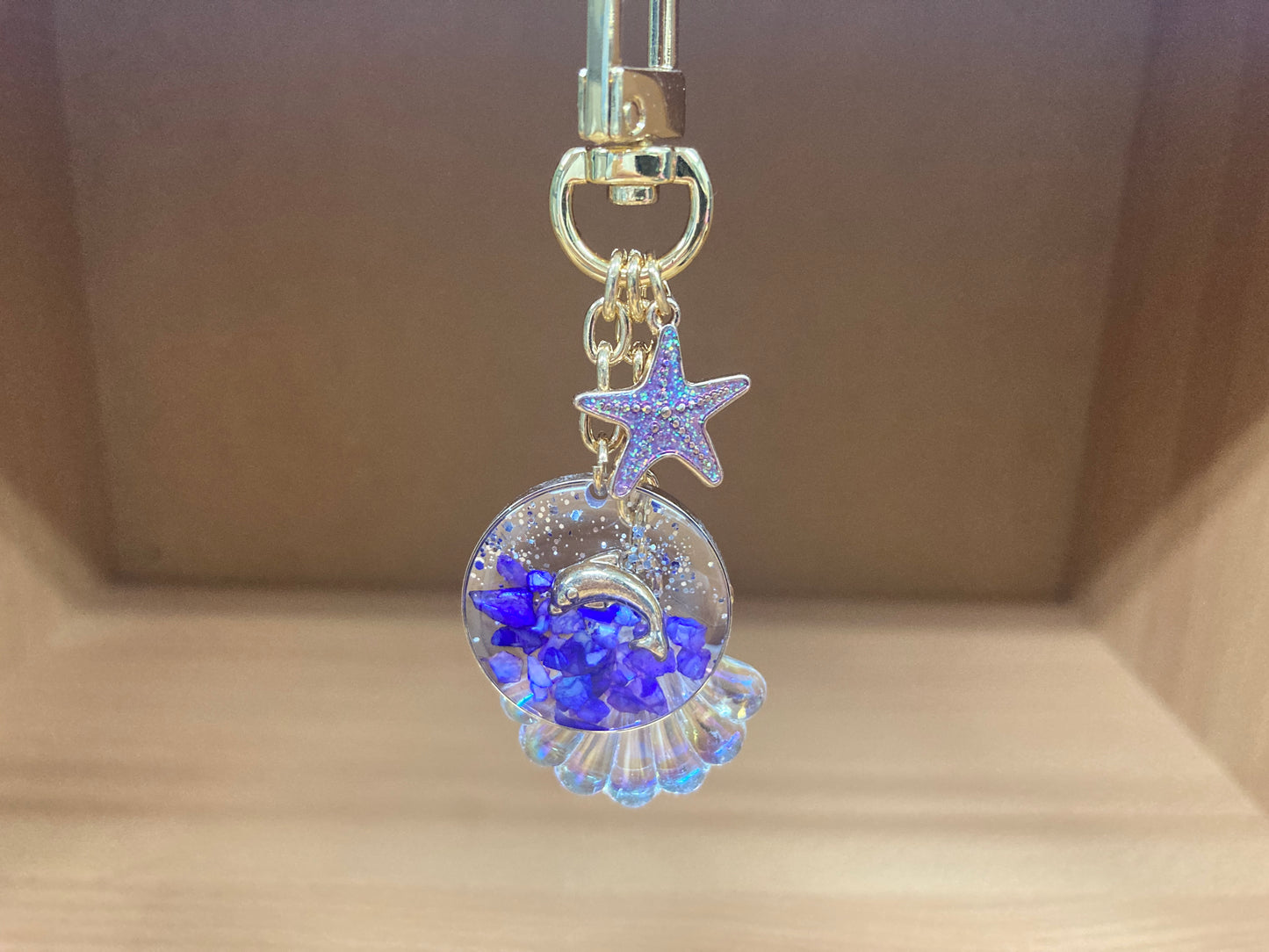 Tiny Treasures Seoul - Purple Starfish, Shell & Dolphin Glitter Bag Charm 11