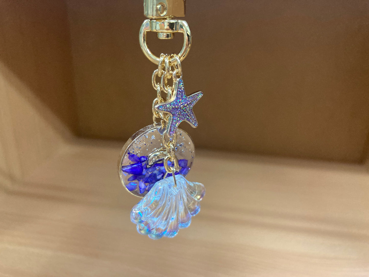 Tiny Treasures Seoul - Purple Starfish, Shell & Dolphin Glitter Bag Charm 12