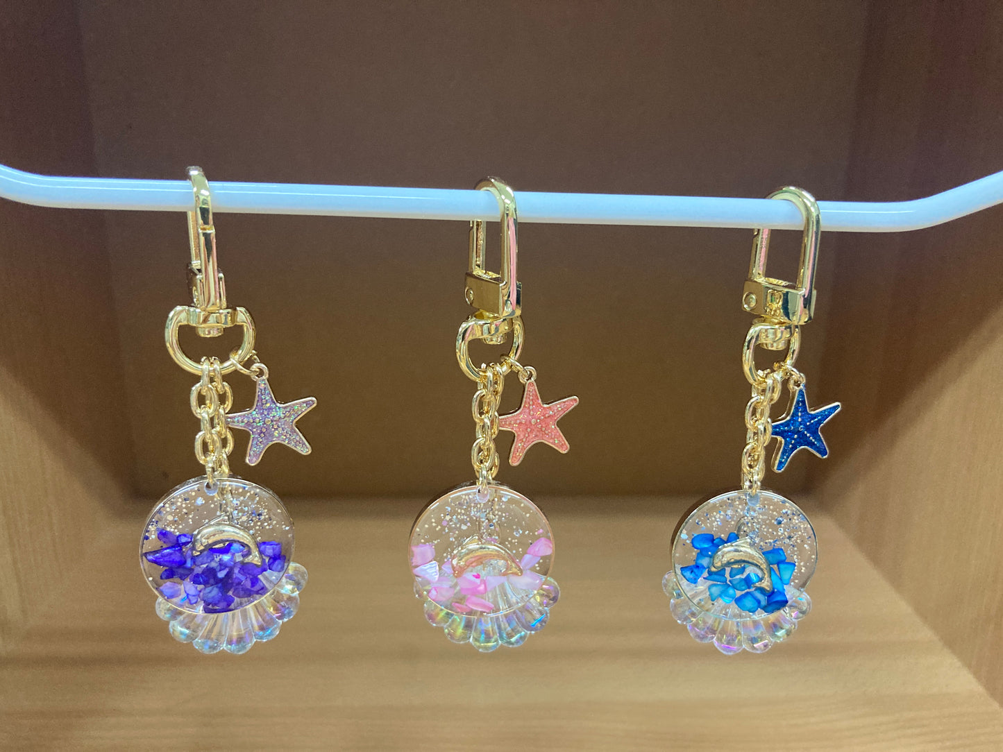 Tiny Treasures Seoul - Purple Starfish, Shell & Dolphin Glitter Bag Charm 13