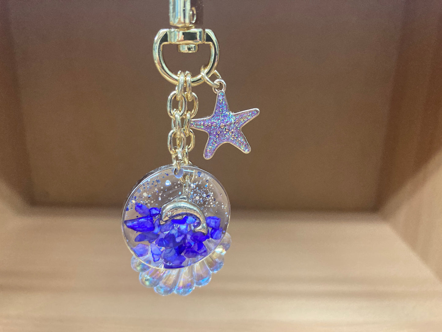 Tiny Treasures Seoul - Purple Starfish, Shell & Dolphin Glitter Bag Charm 2