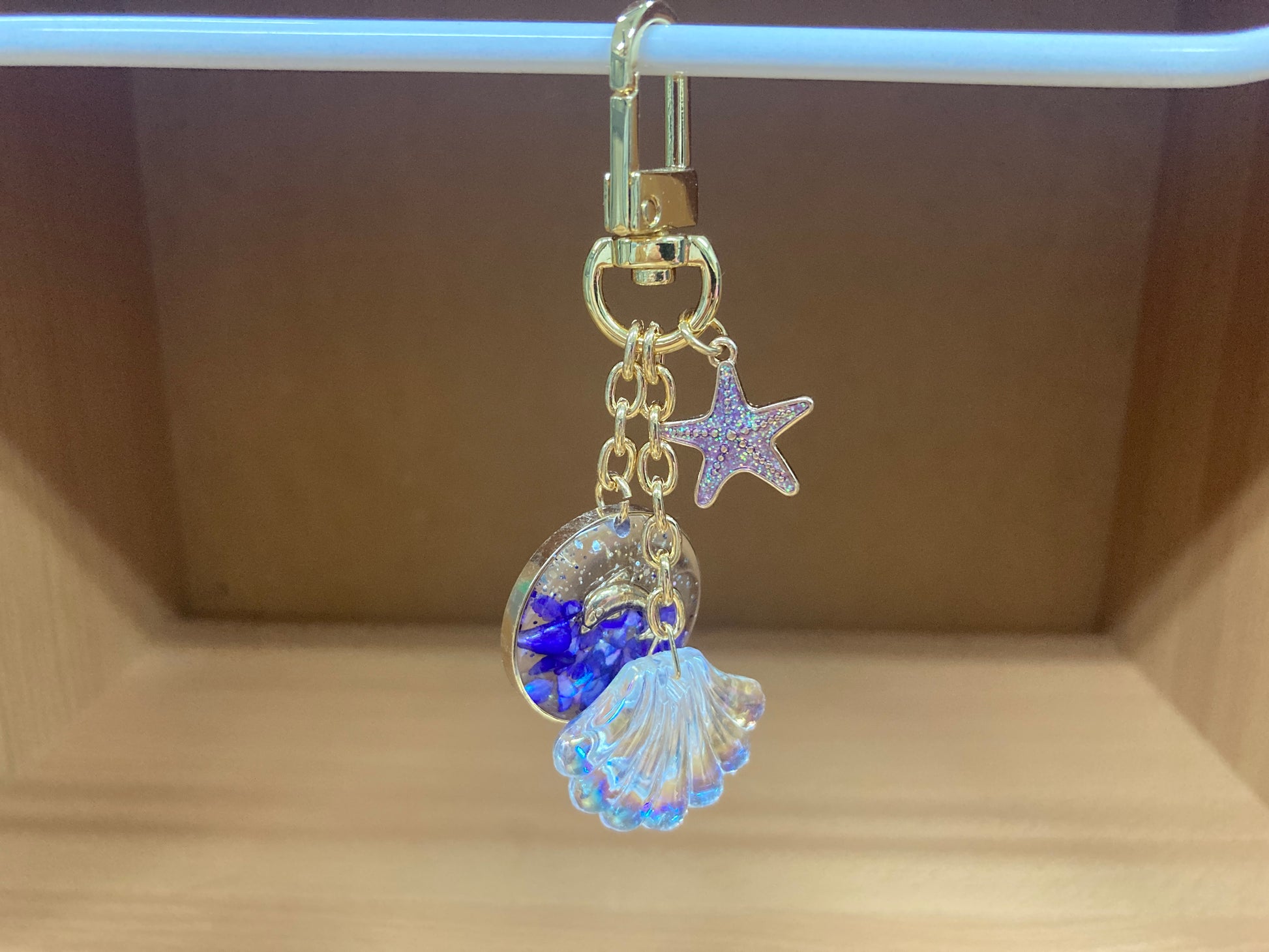 Tiny Treasures Seoul - Purple Starfish, Shell & Dolphin Glitter Bag Charm 4