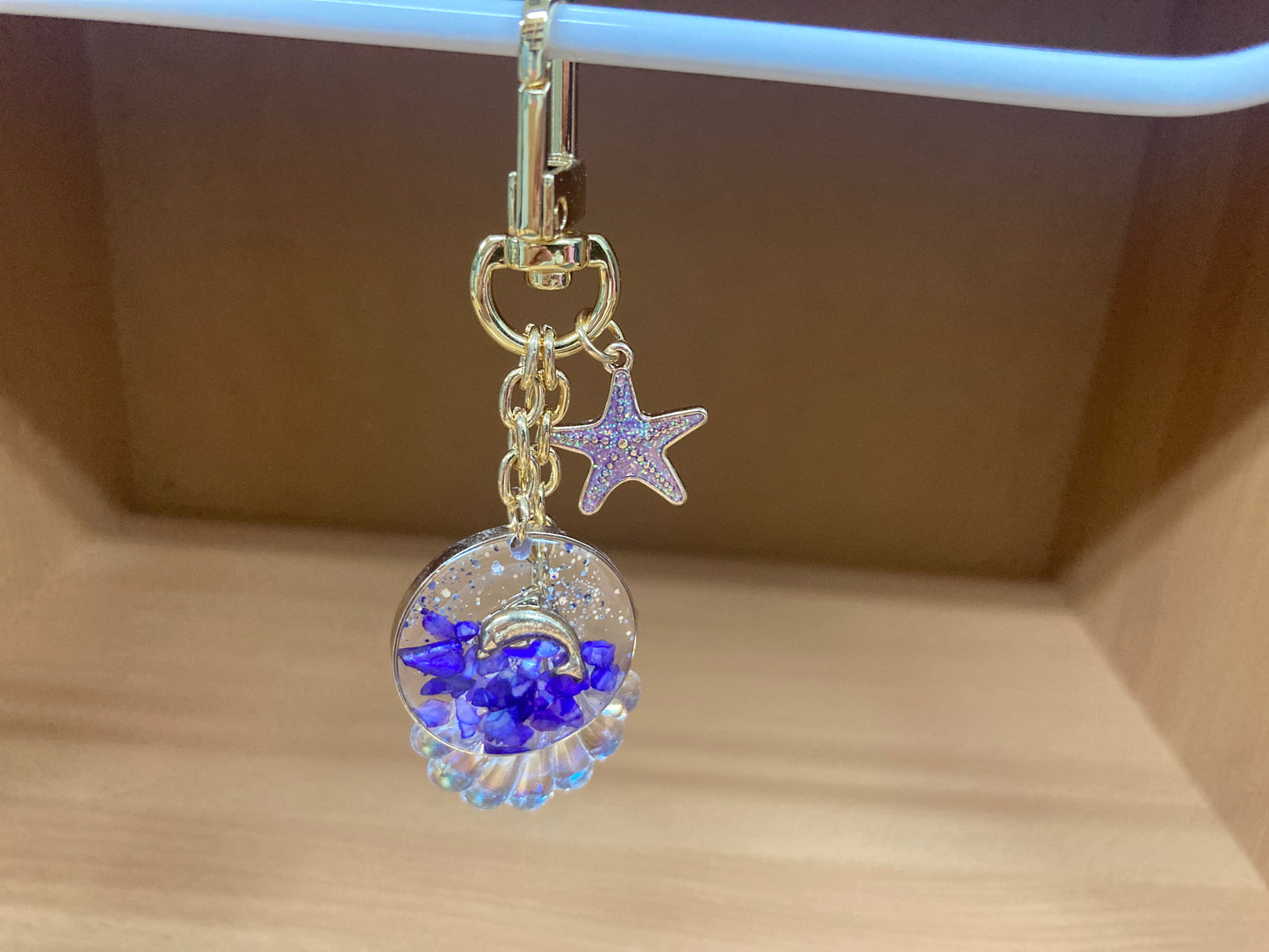 Tiny Treasures Seoul - Purple Starfish, Shell & Dolphin Glitter Bag Charm 8