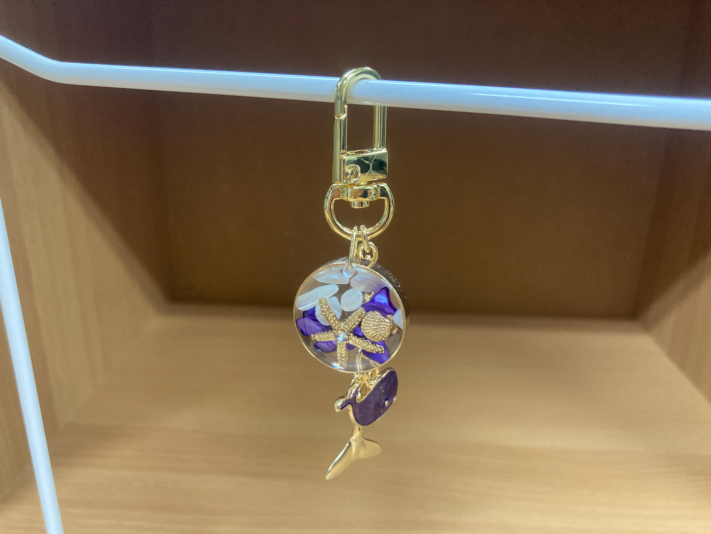 Tiny Treasures Seoul - Purple Whale Ocean Bag Charm Front View 6