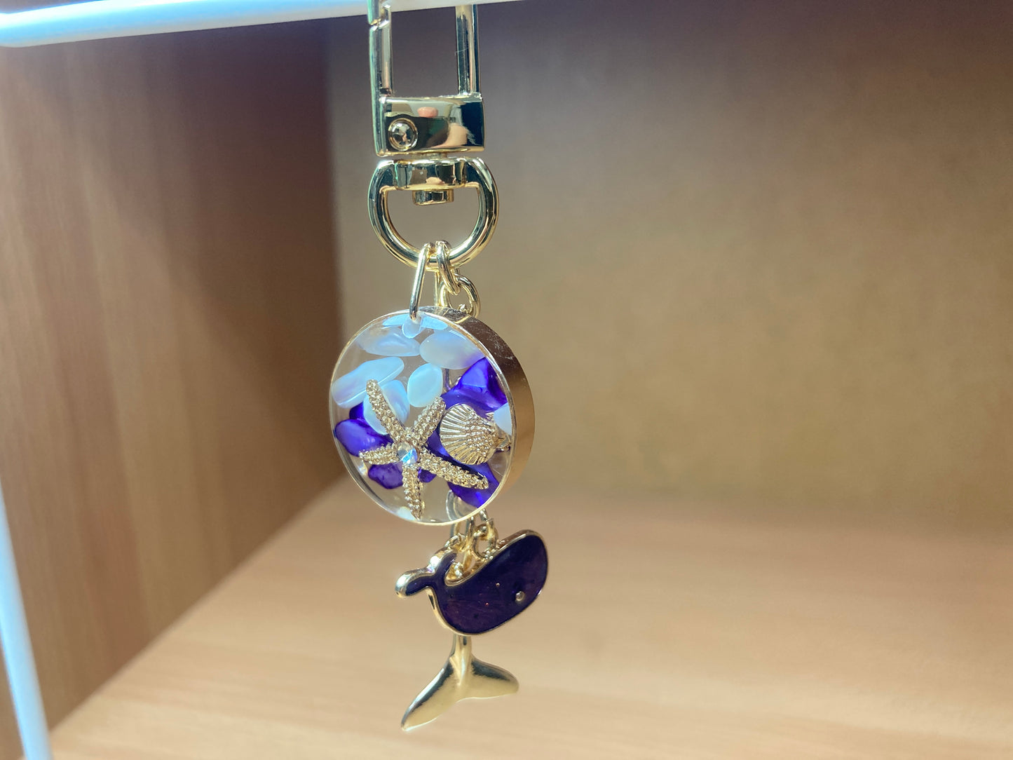 Tiny Treasures Seoul - Purple Whale Ocean Bag Charm Front View 13
