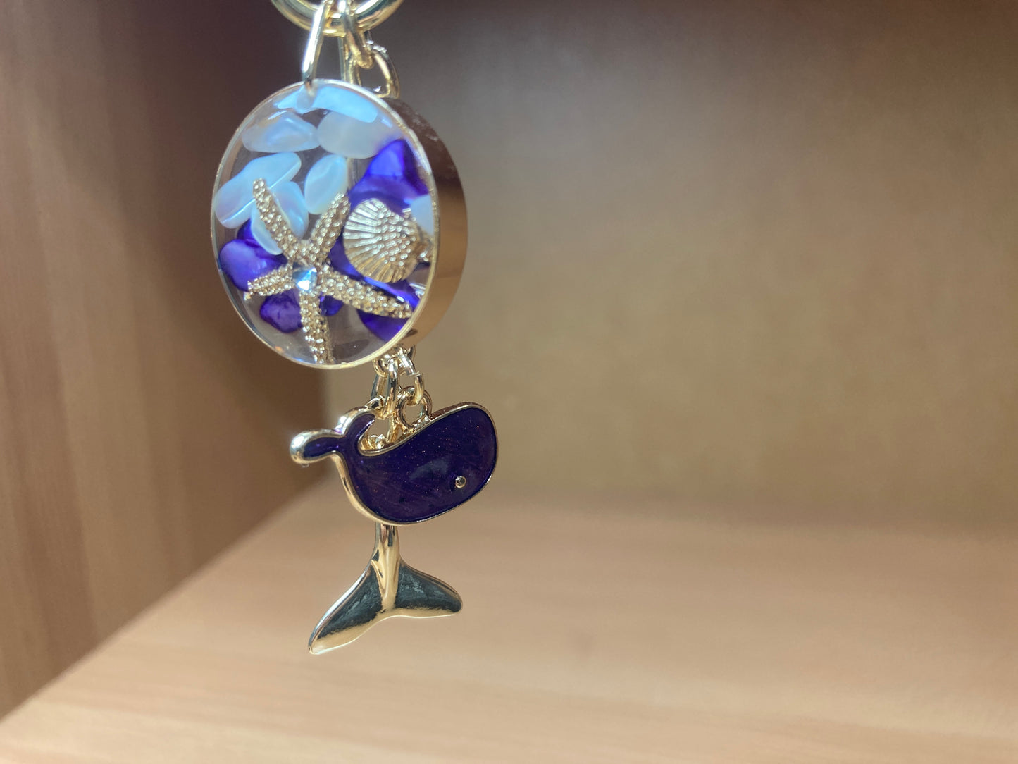 Tiny Treasures Seoul - Purple Whale Ocean Bag Charm Close up View