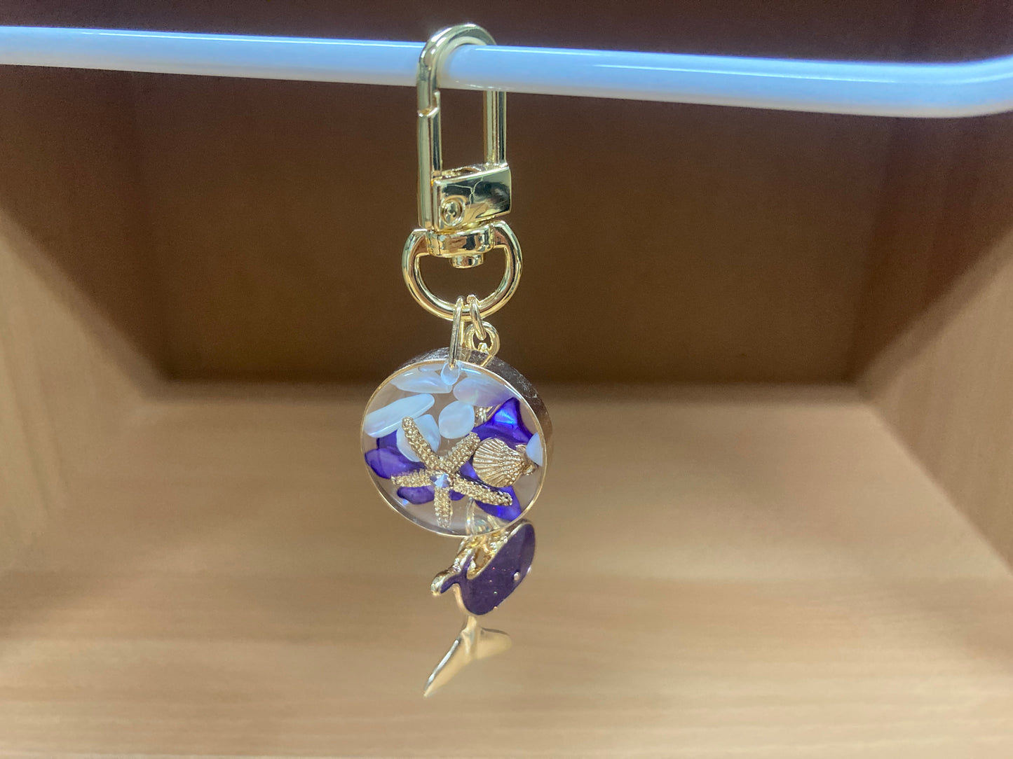 Tiny Treasures Seoul - Purple Whale Ocean Bag Charm Front View 2