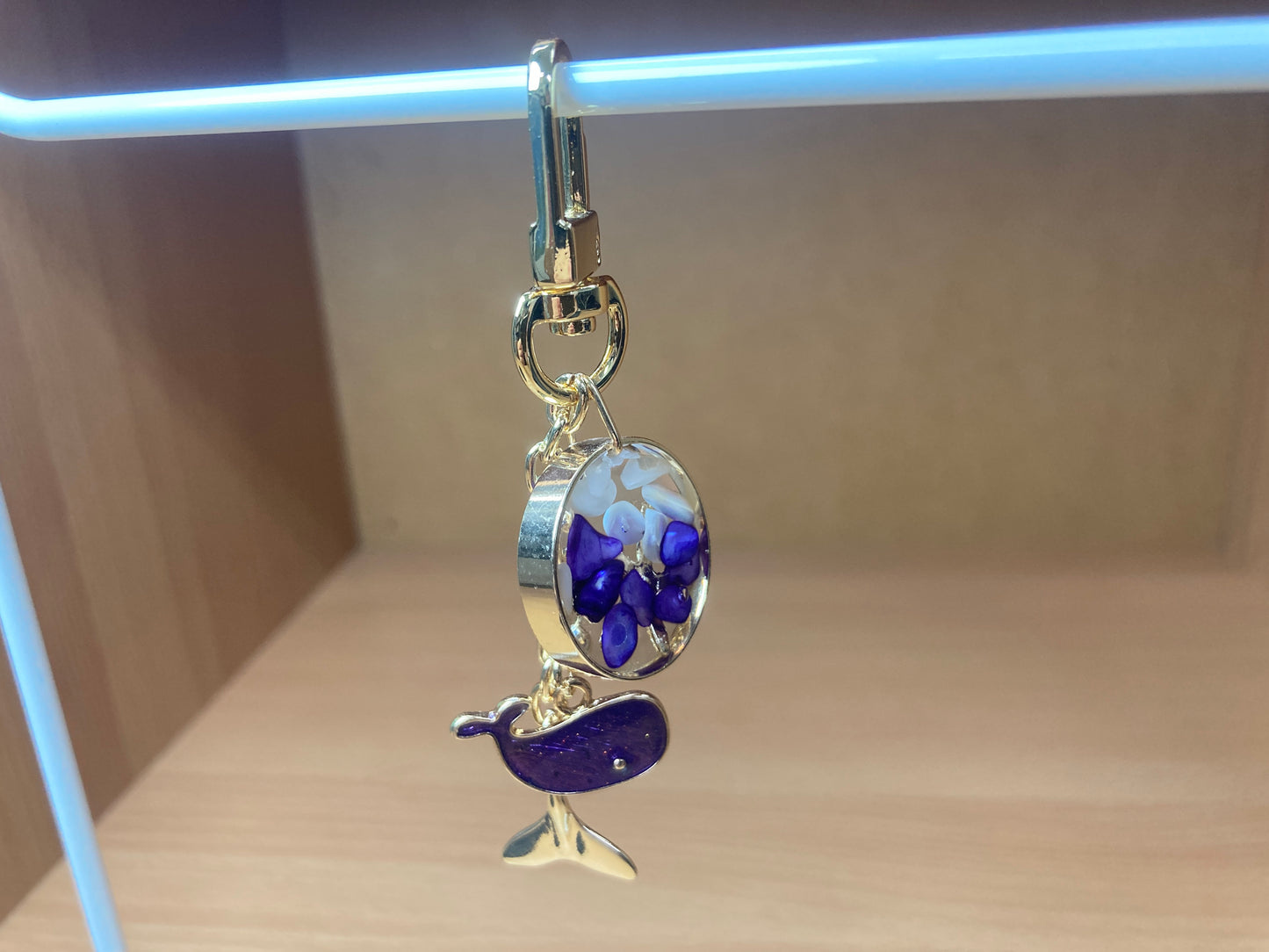 Tiny Treasures Seoul - Purple Whale Ocean Bag Charm Front View 14