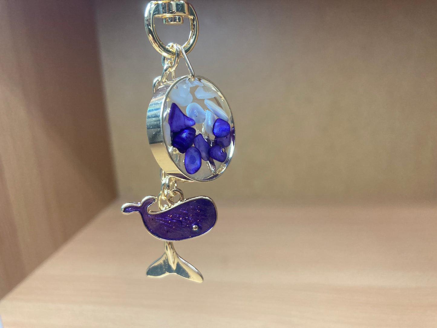 Tiny Treasures Seoul - Purple Whale Ocean Bag Charm Close up View 3