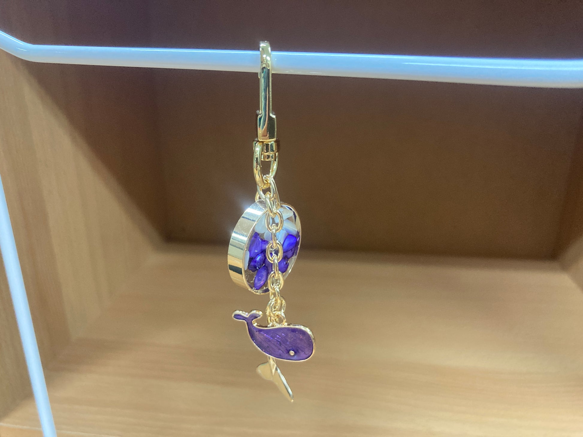 Tiny Treasures Seoul - Purple Whale Ocean Bag Charm Front View 5