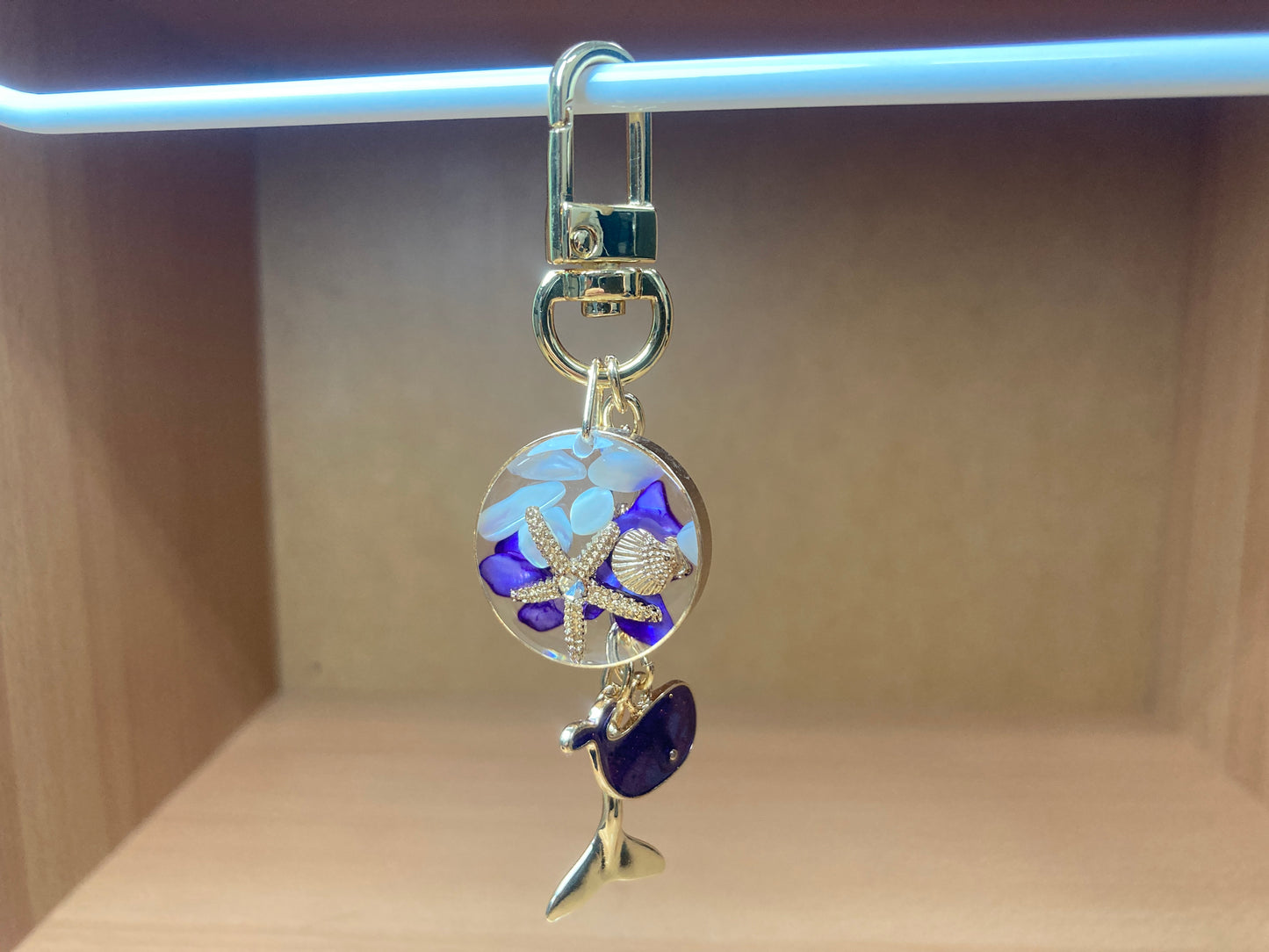 Tiny Treasures Seoul - Purple Whale Ocean Bag Charm Front View 9